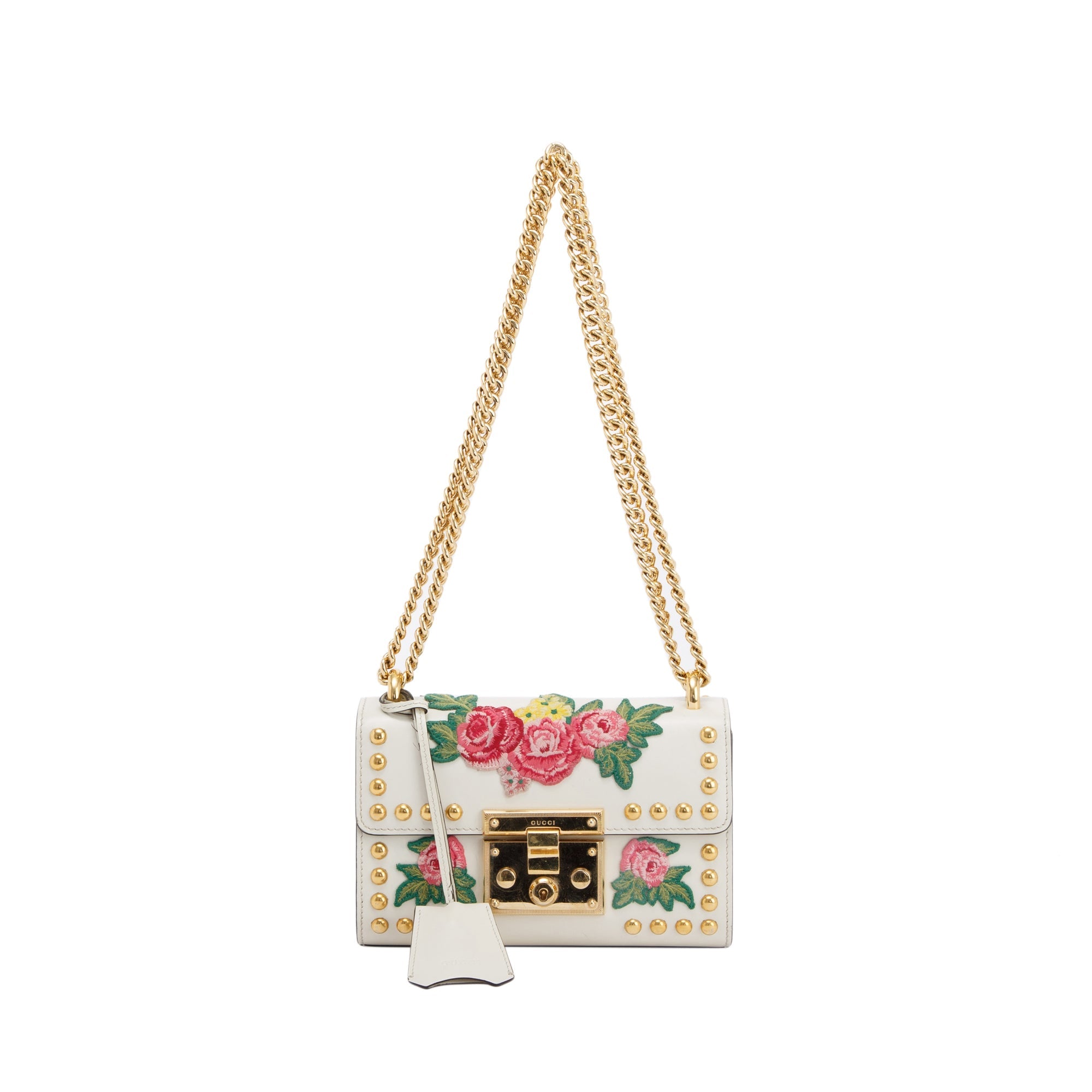 Gucci Embroidered Studded Small GG Padlock Shoulder Bag