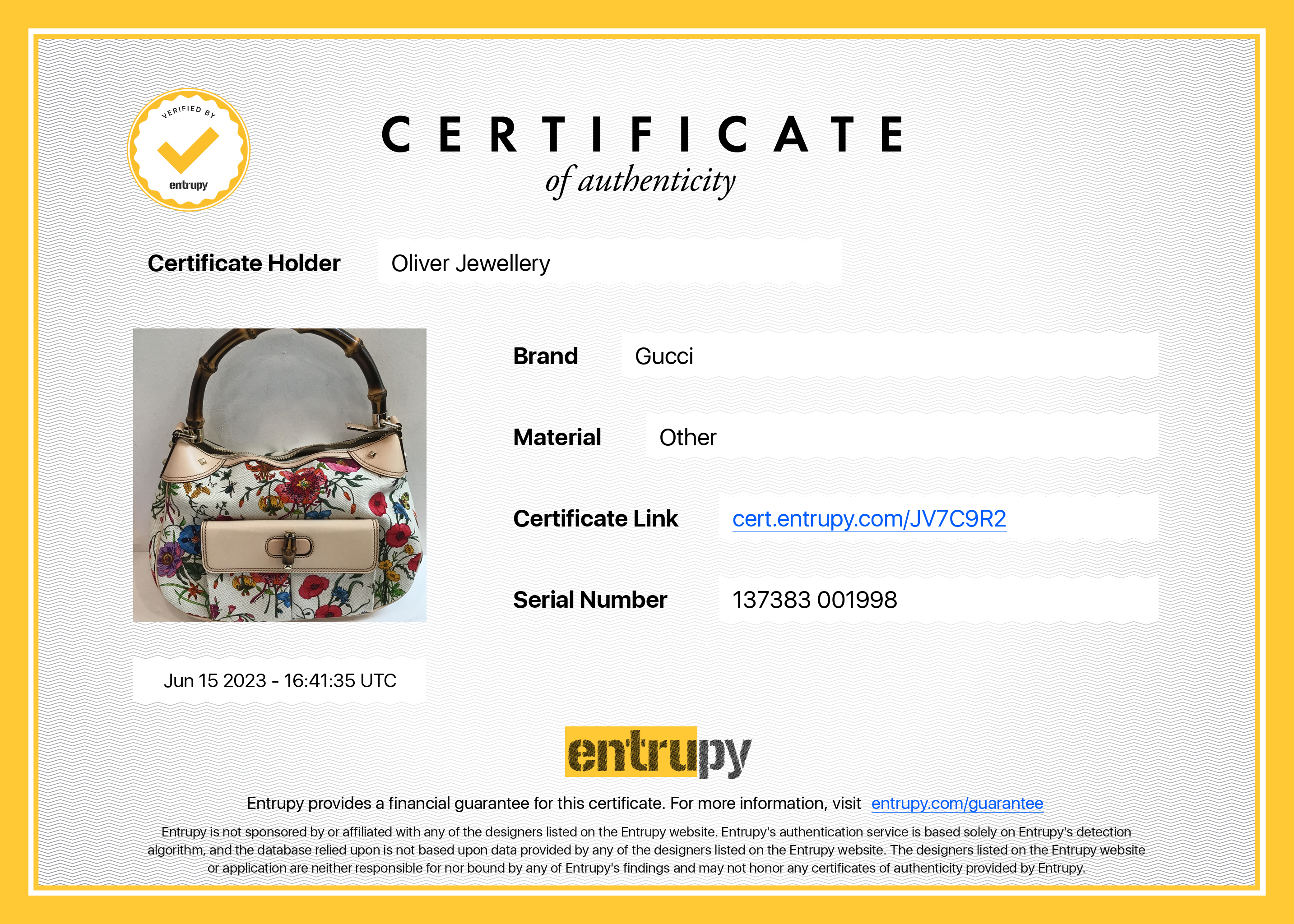 Gucci Floral Canvas Nailhead Bamboo Hobo Bag