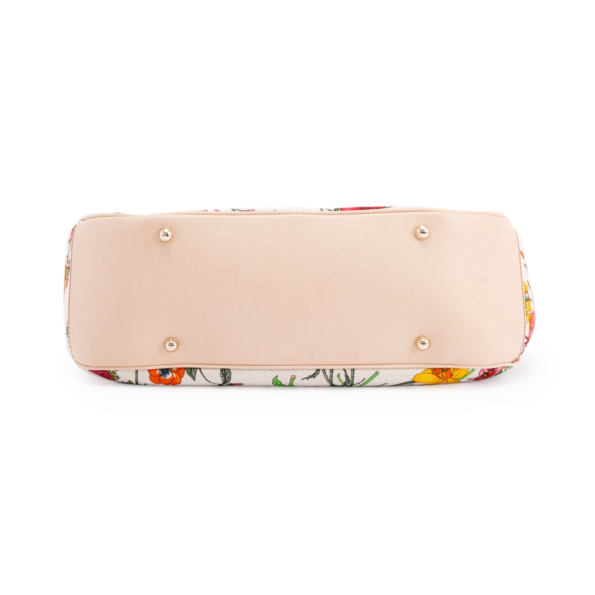 Gucci Floral Canvas Nailhead Bamboo Hobo Bag