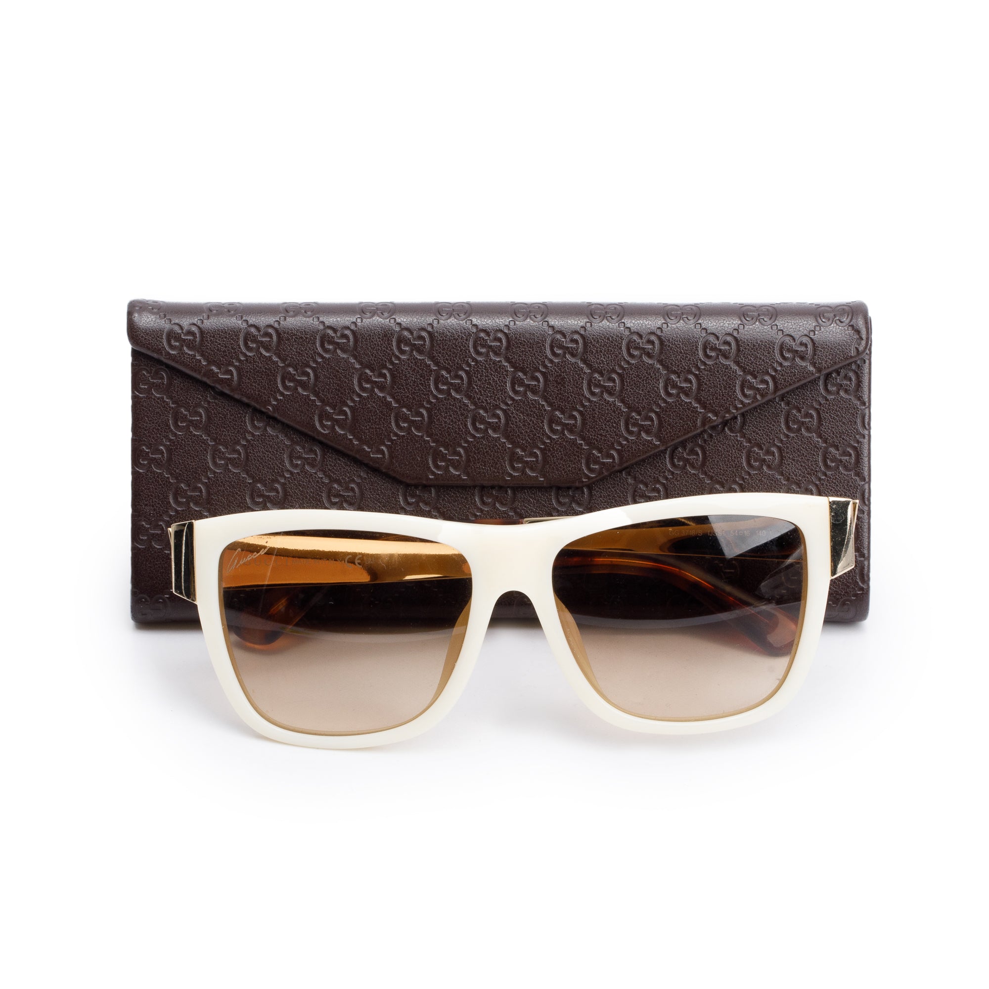 Gucci GG 3718/S White/Havana Square Sunglasses w/ Case
