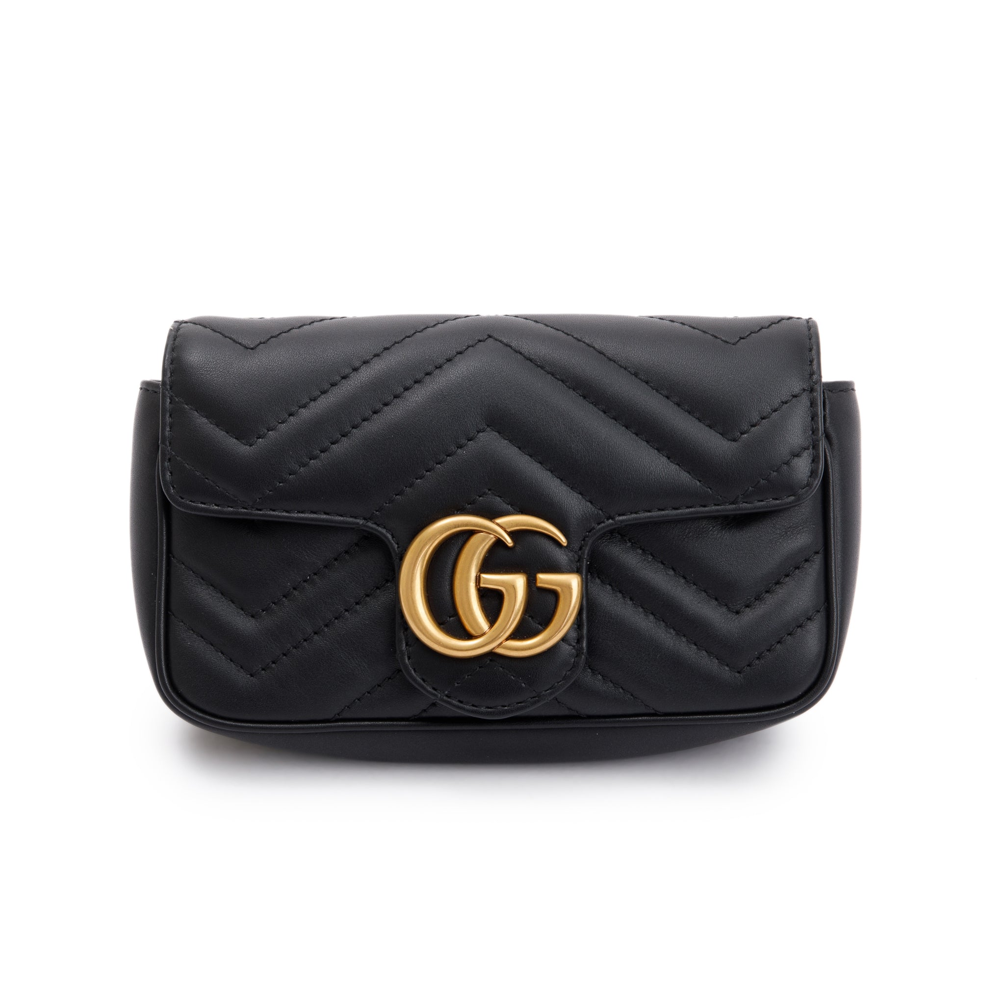 Gucci GG Black Marmont Matelasse Super Mini Bag