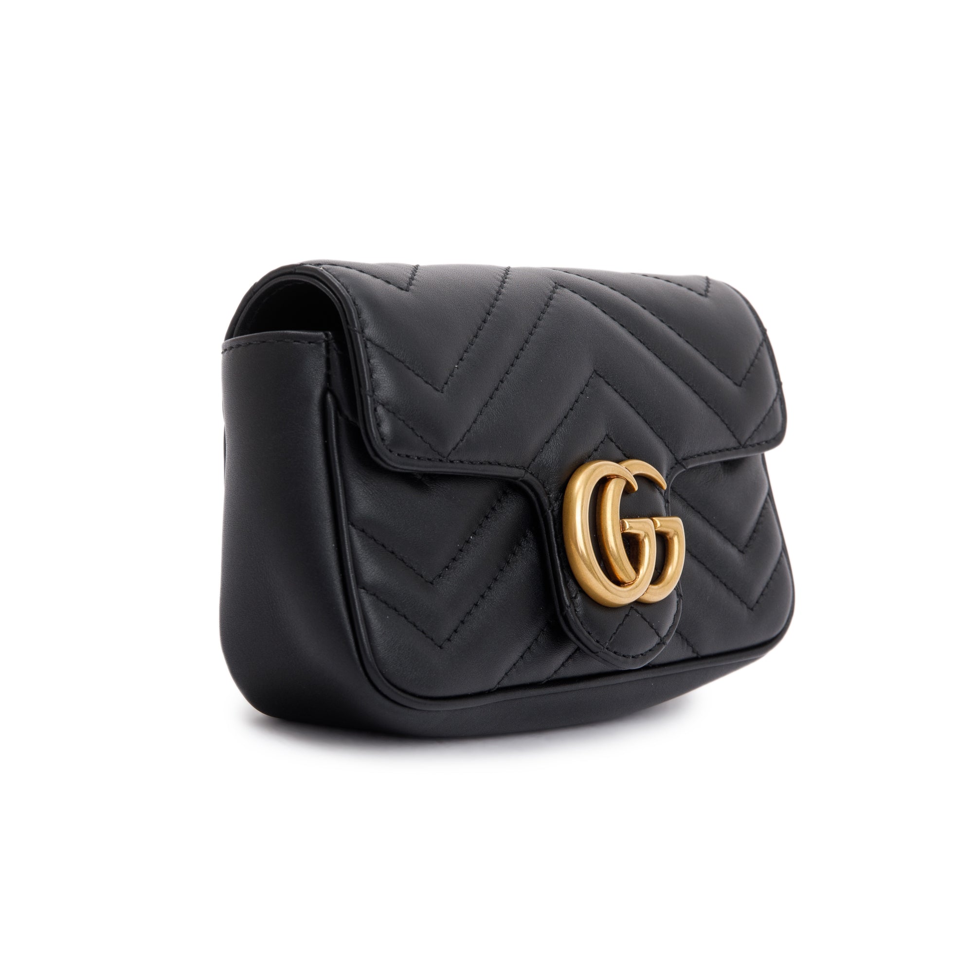 Gucci GG Black Marmont Matelasse Super Mini Bag