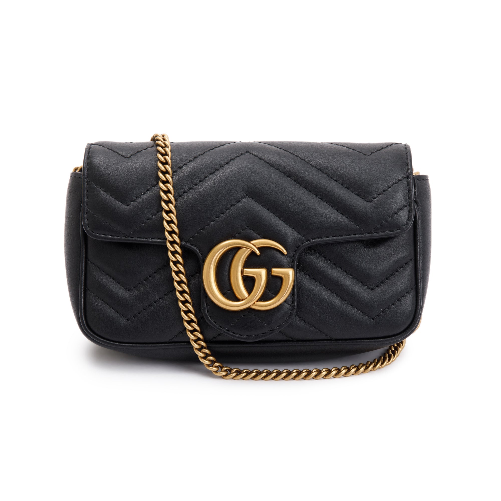 Gucci GG Black Marmont Matelasse Super Mini Bag