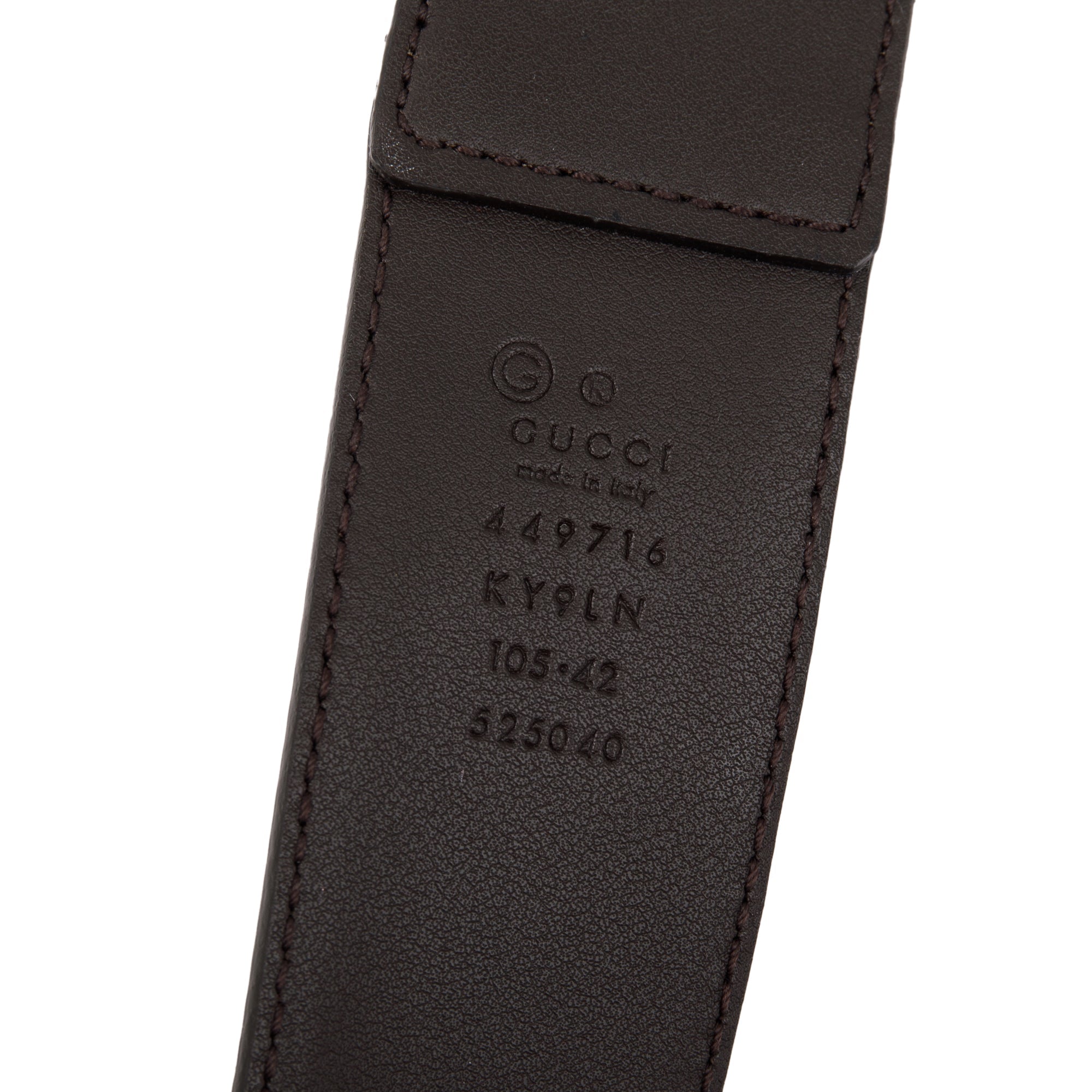 Gucci GG Canvas Brown Calfskin Leather Belt 105 42