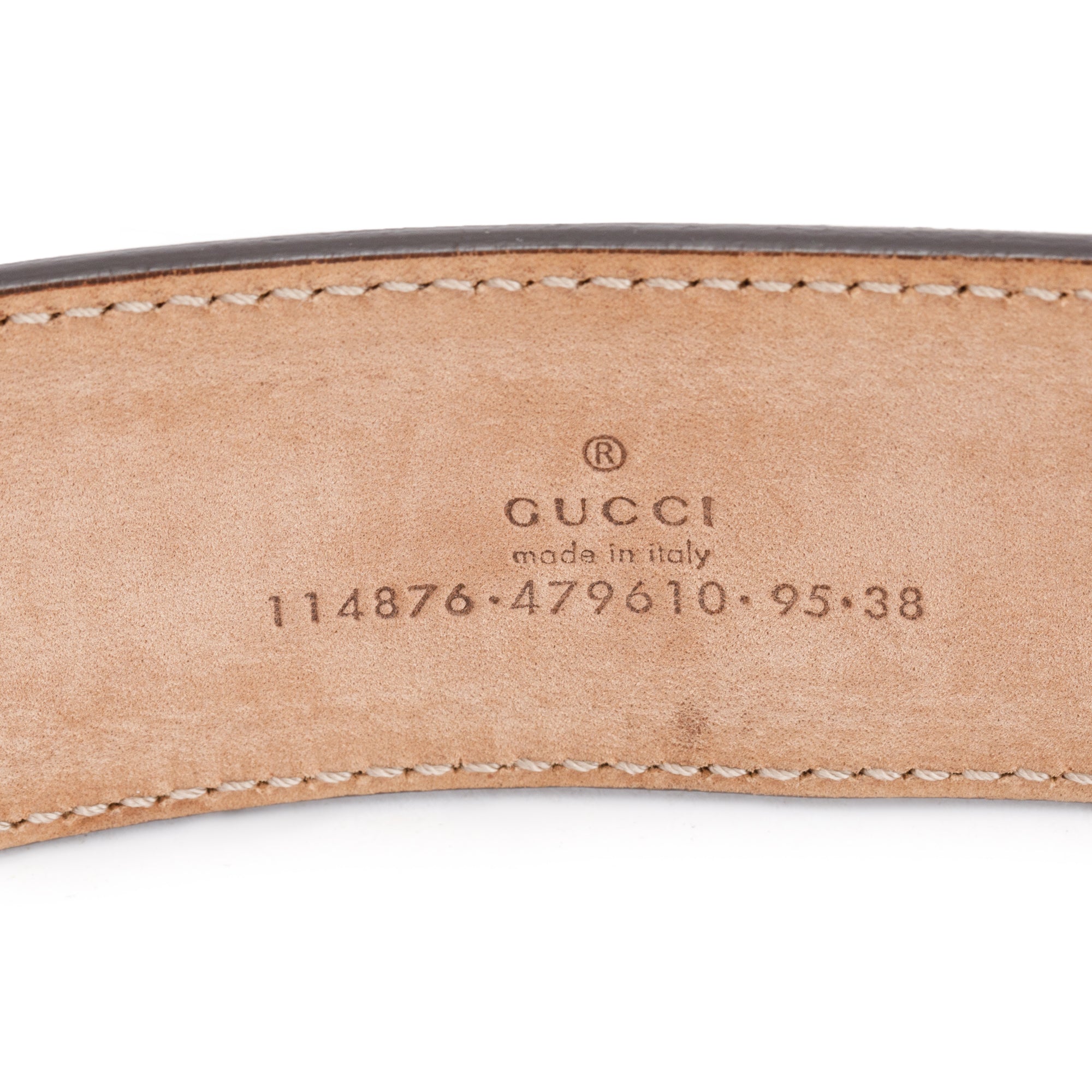 Gucci GG Canvas & Brown Leather Belt With Interlocking G Buckle 95 38