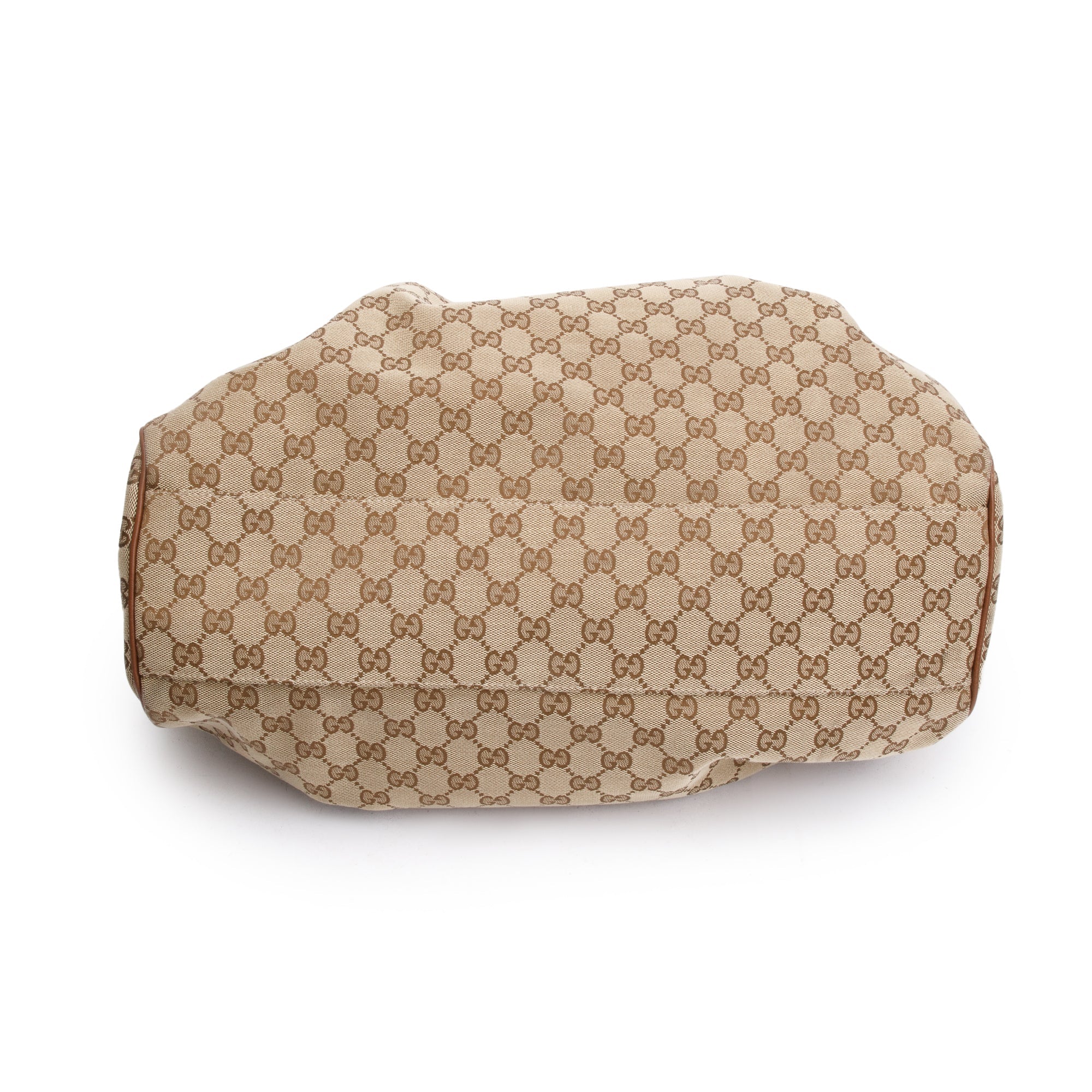 Gucci GG Canvas Brown Leather Trim Large Sukey Hobo