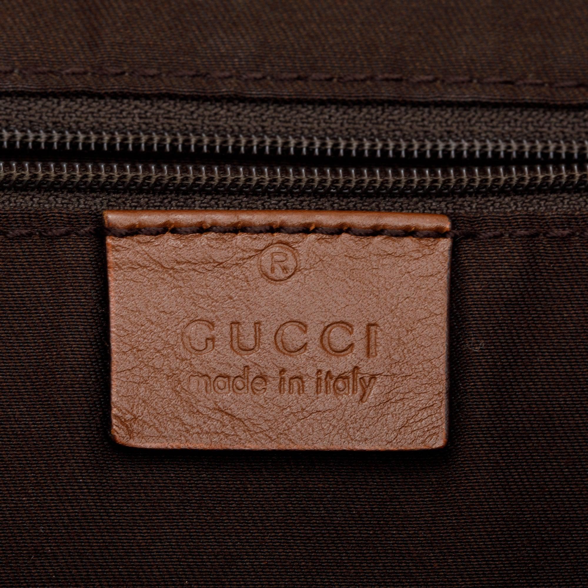 Gucci GG Canvas Brown Leather Trim Large Sukey Hobo