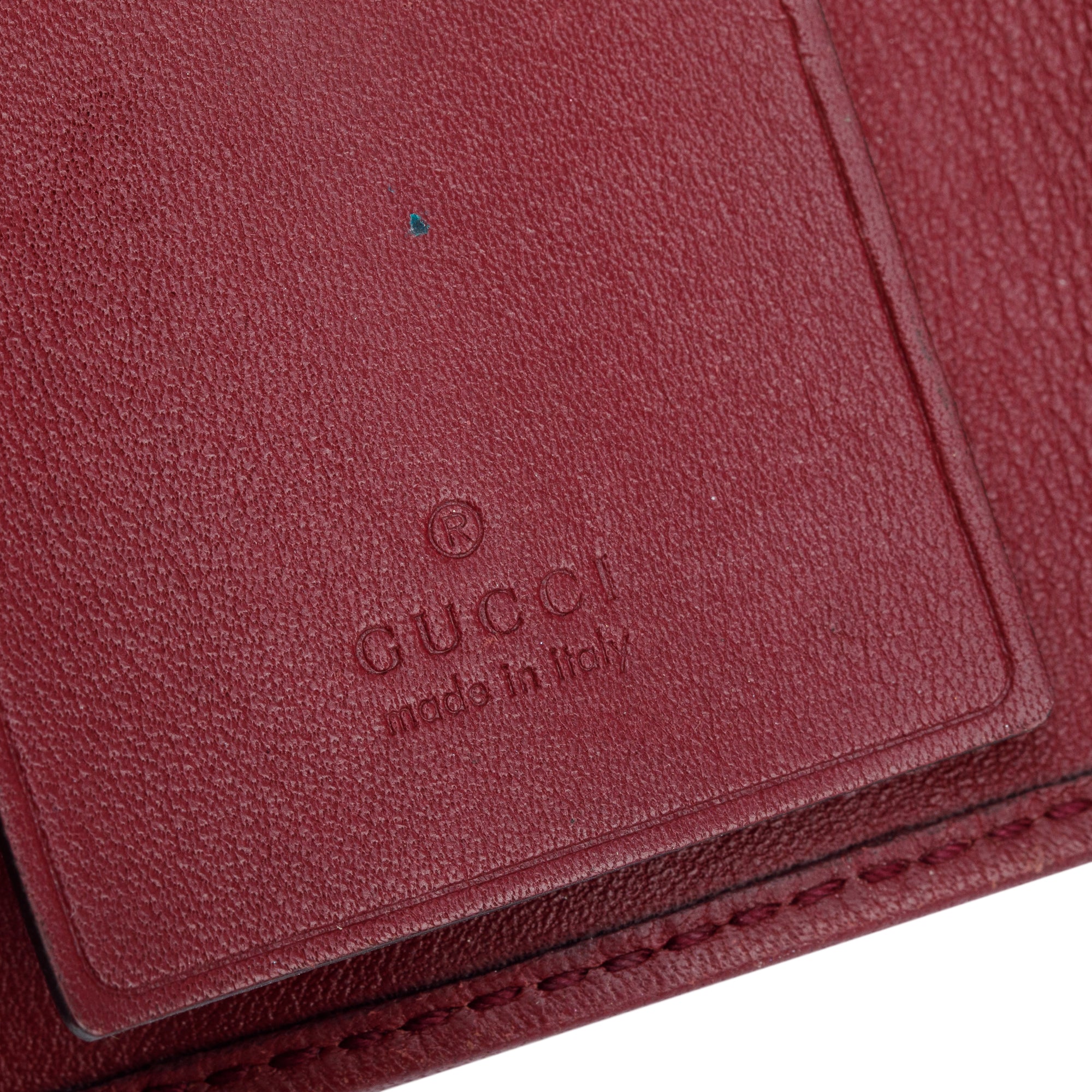 Gucci GG Canvas Burgundy Leather Princy Interlocking G Key Holder