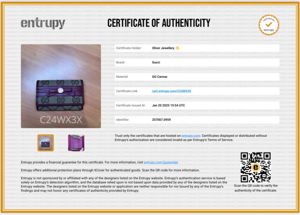 Gucci GG Canvas Burgundy Leather Princy Interlocking G Key Holder