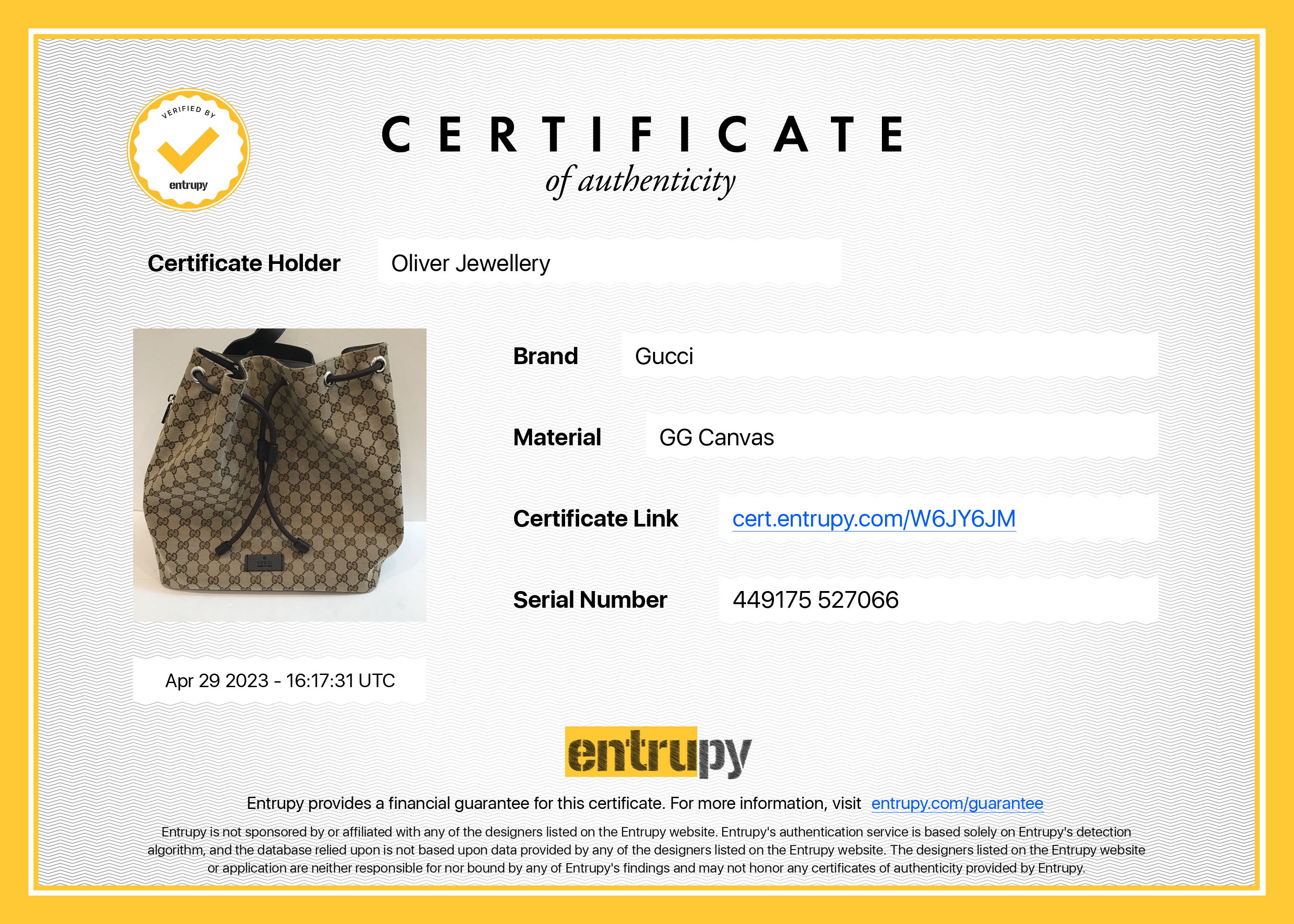 Gucci GG Canvas Drawstring Backpack