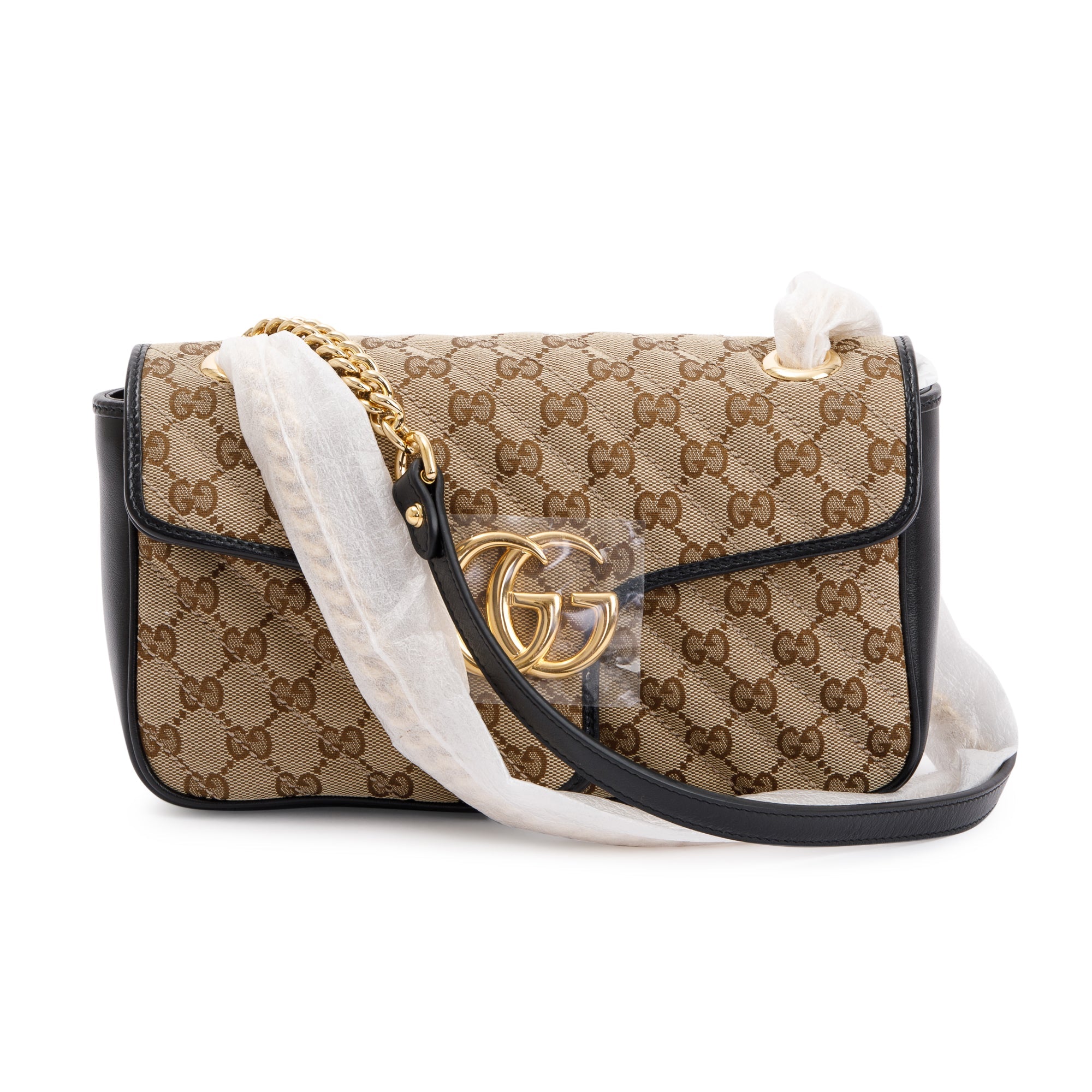 Gucci GG Canvas Marmont Diagonal Quilted Small Shoulder Bag