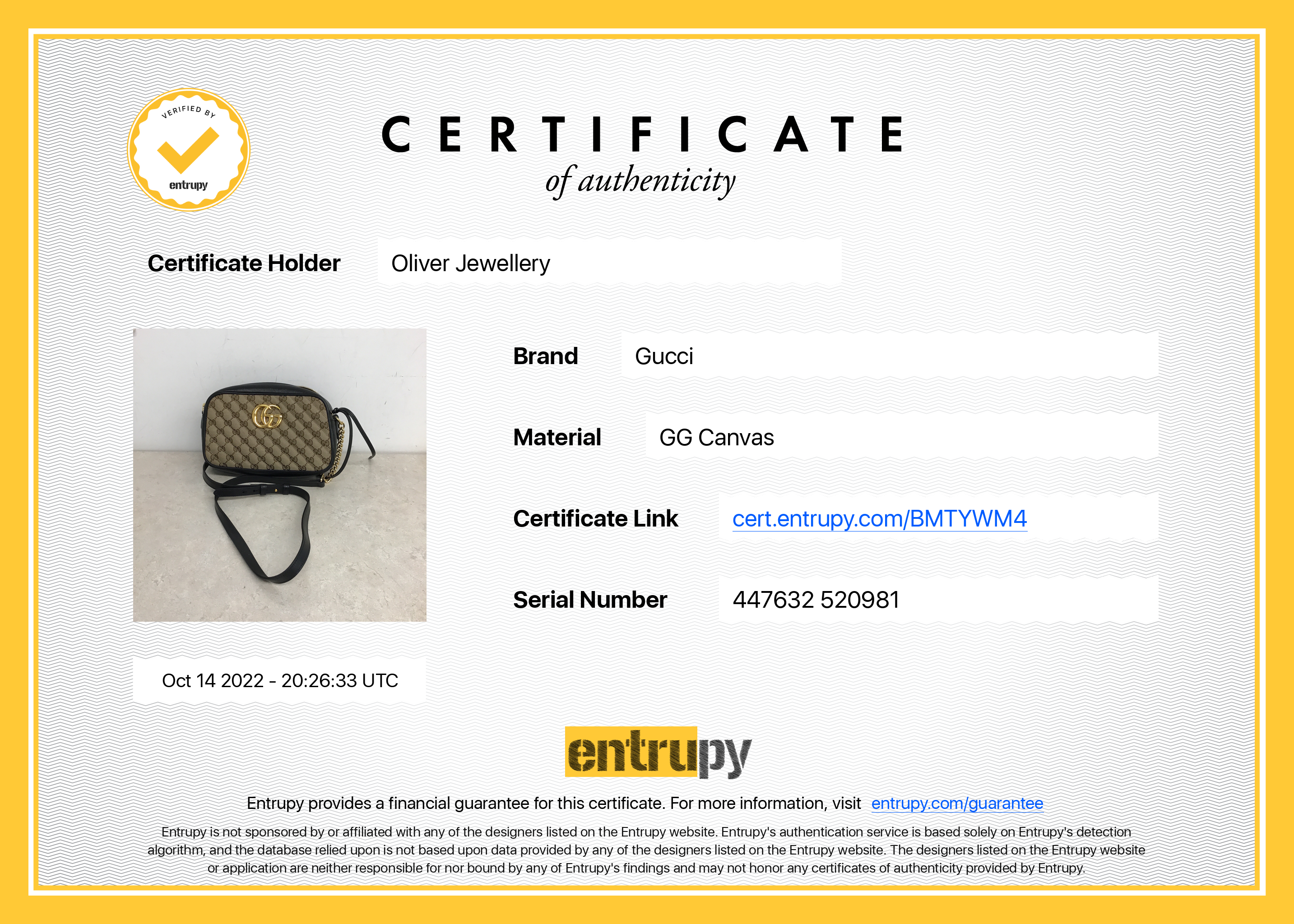 Gucci GG Canvas Marmont Small Shoulder Bag w/ Box