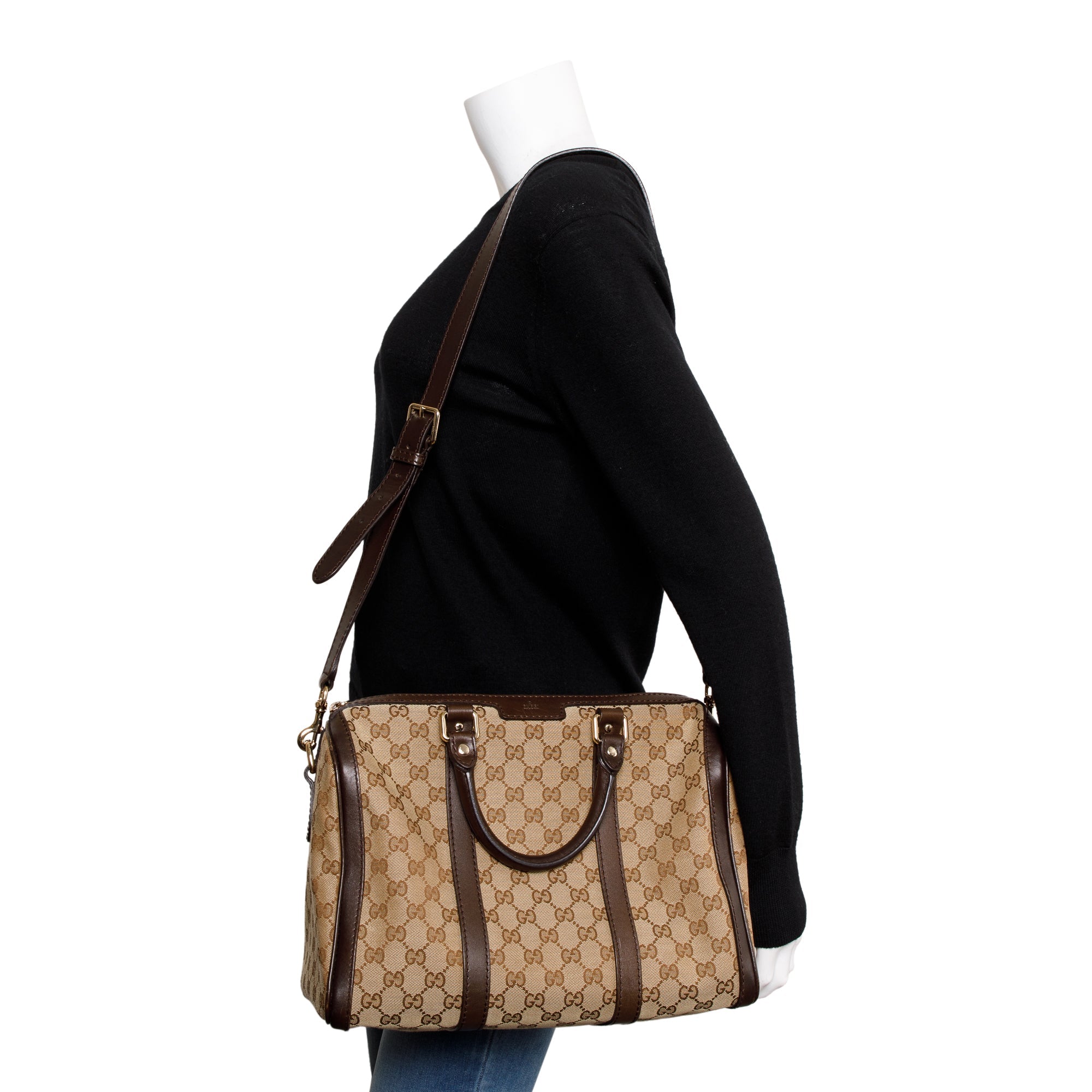 Gucci GG Canvas Medium Boston Bag w/ Strap