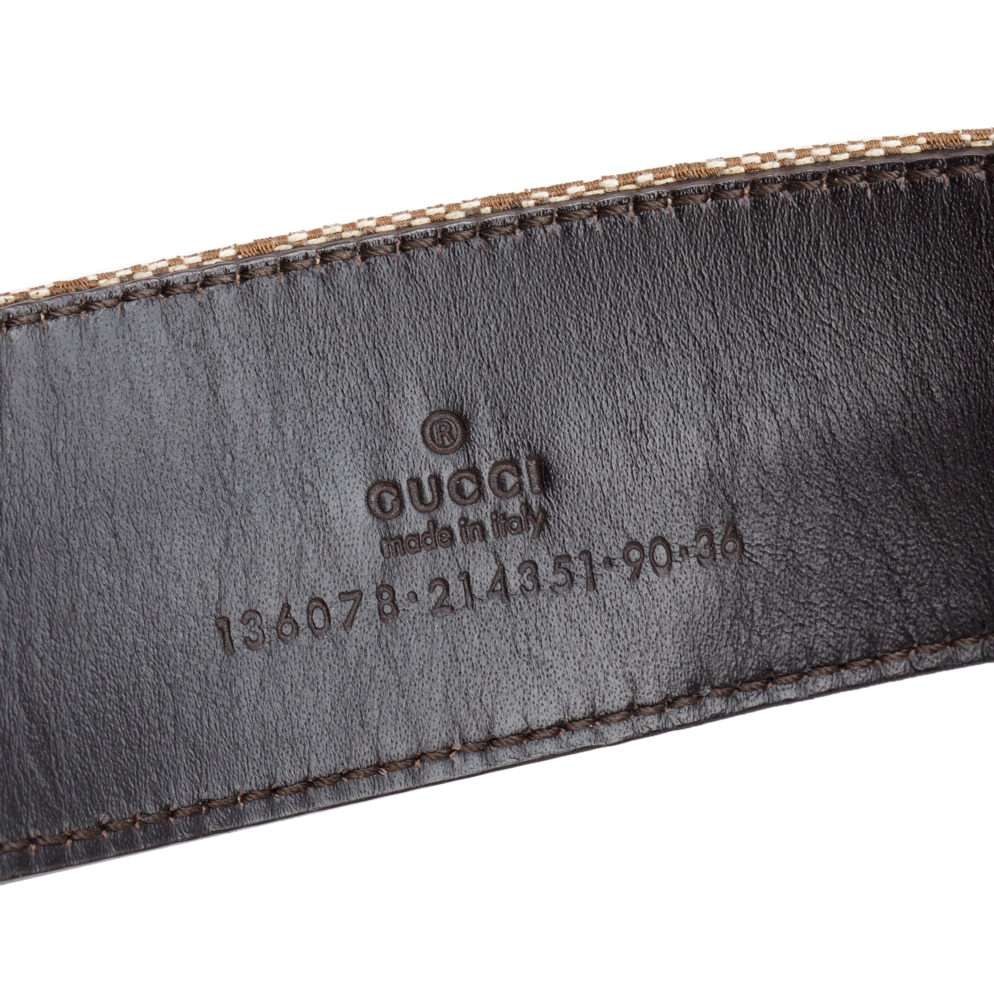 Gucci GG Canvas & Metallic Gold Leather Bamboo Buckle Belt 90 36