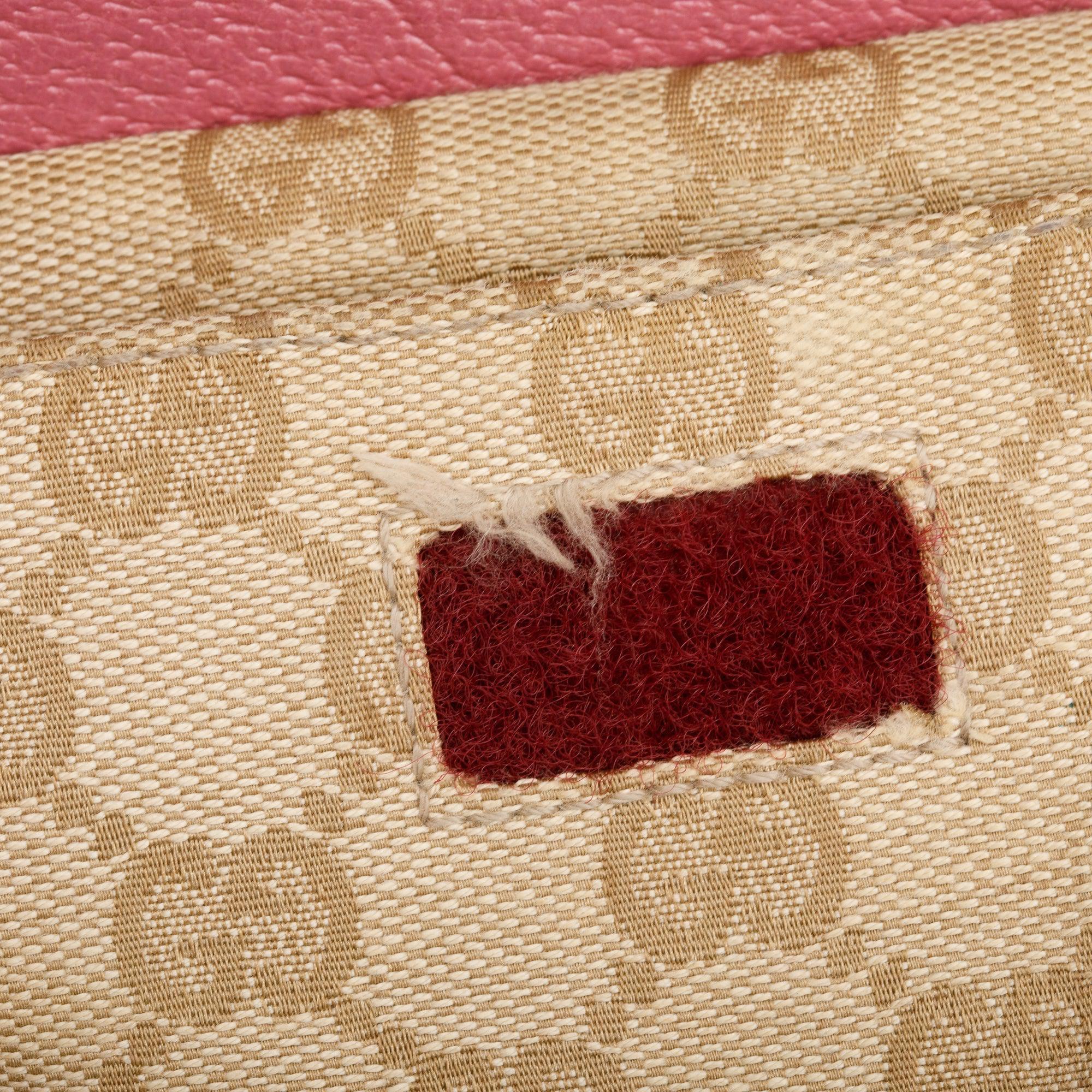 Gucci GG Canvas Pink Leather Trim Double Pocket Belt Bag