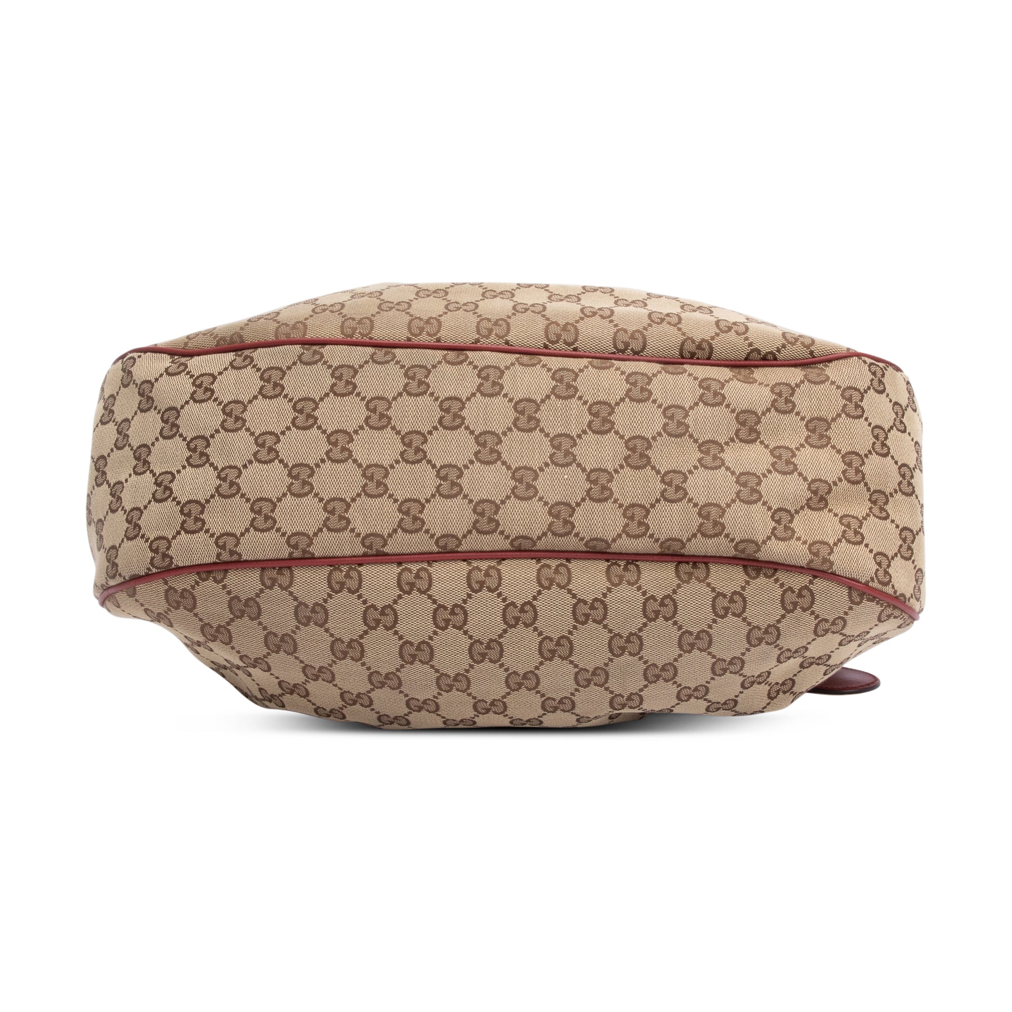 Gucci GG Canvas Red Leather Trim Large Sukey Hobo