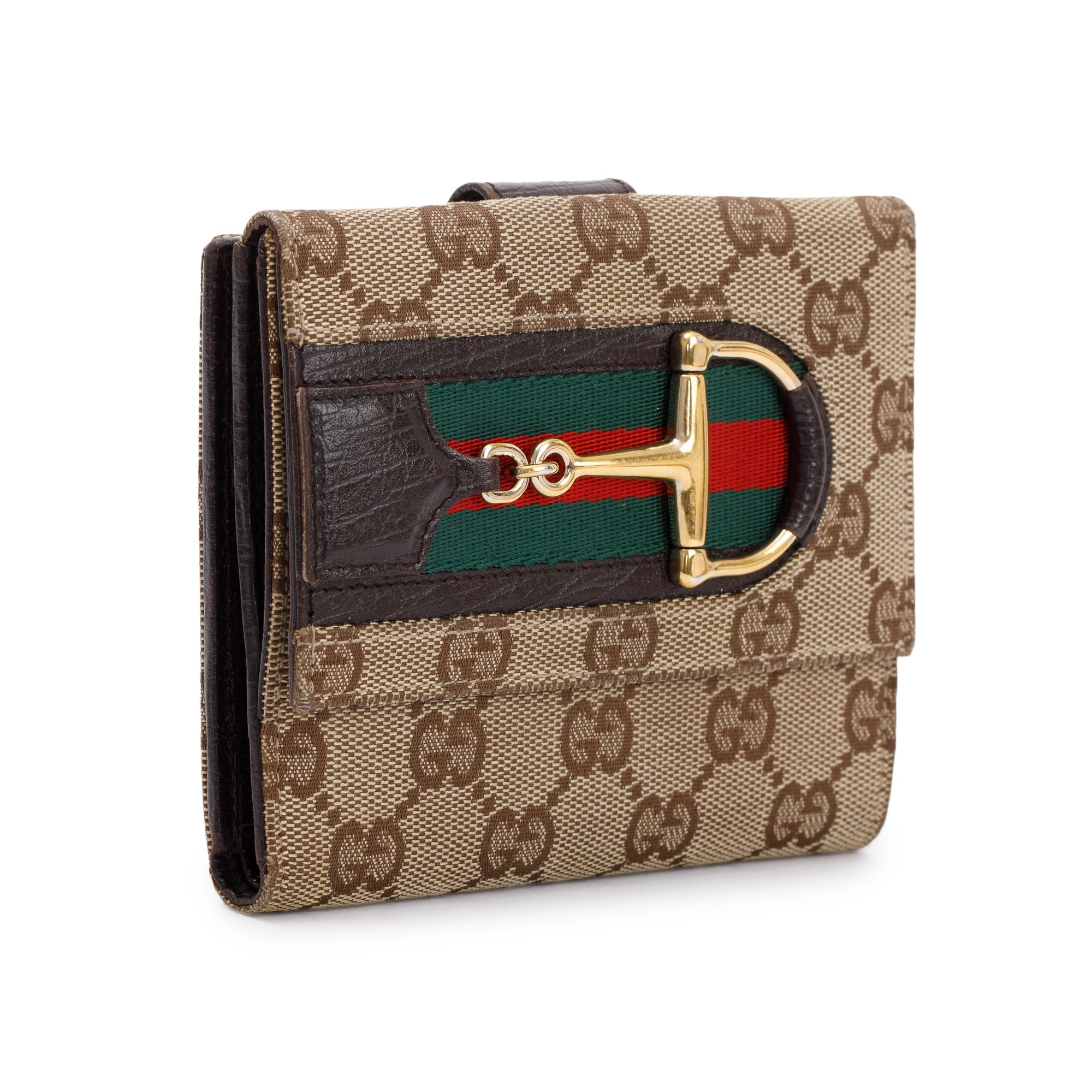 Gucci GG Canvas Vintage Web Horsebit Compact Wallet