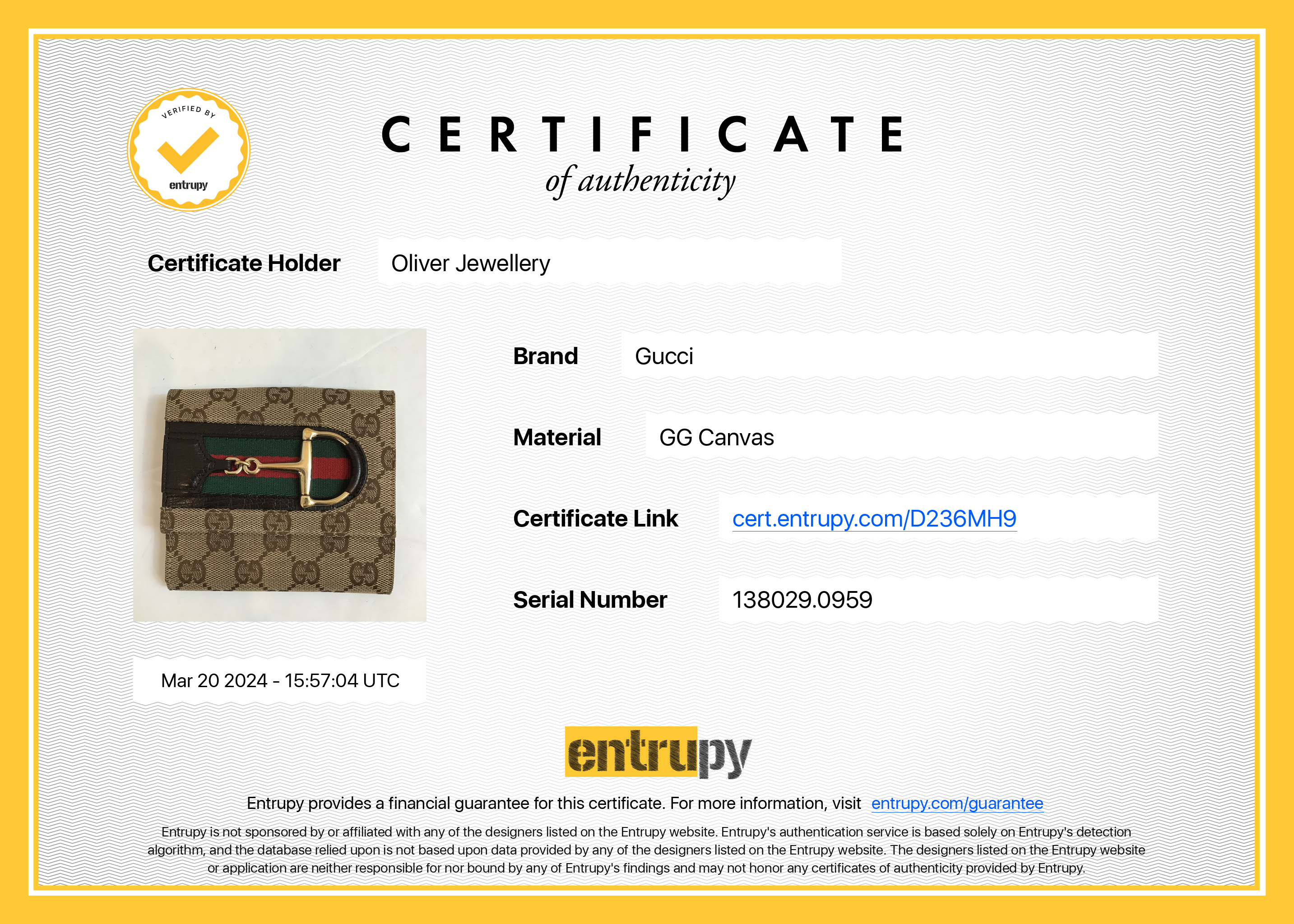 Gucci GG Canvas Vintage Web Horsebit Compact Wallet w/ Box and Authenticity Card