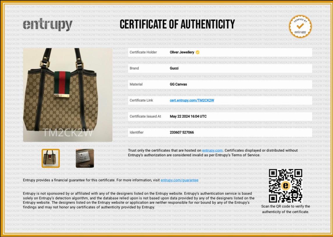 Gucci GG Canvas Web Medium New Ladies Shoulder Bag