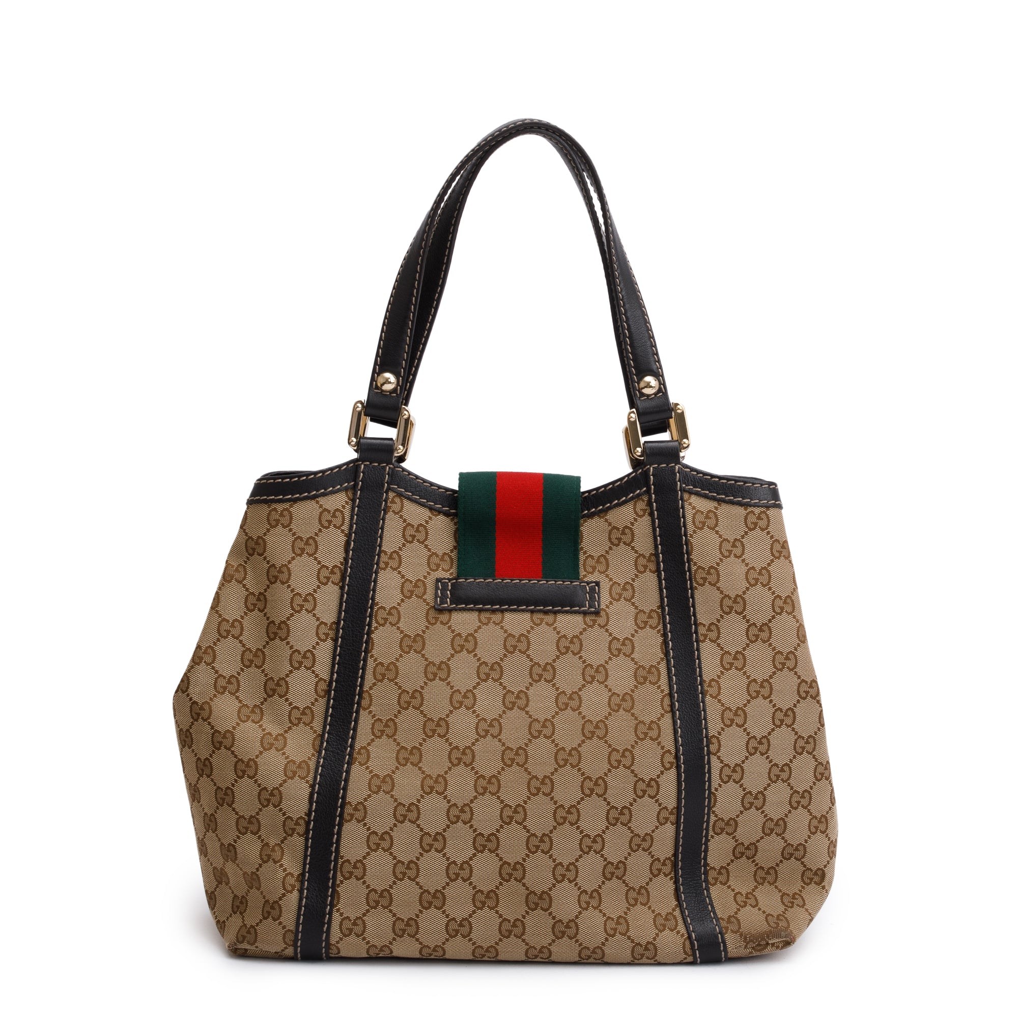 Gucci GG Canvas Web Medium New Ladies Shoulder Bag
