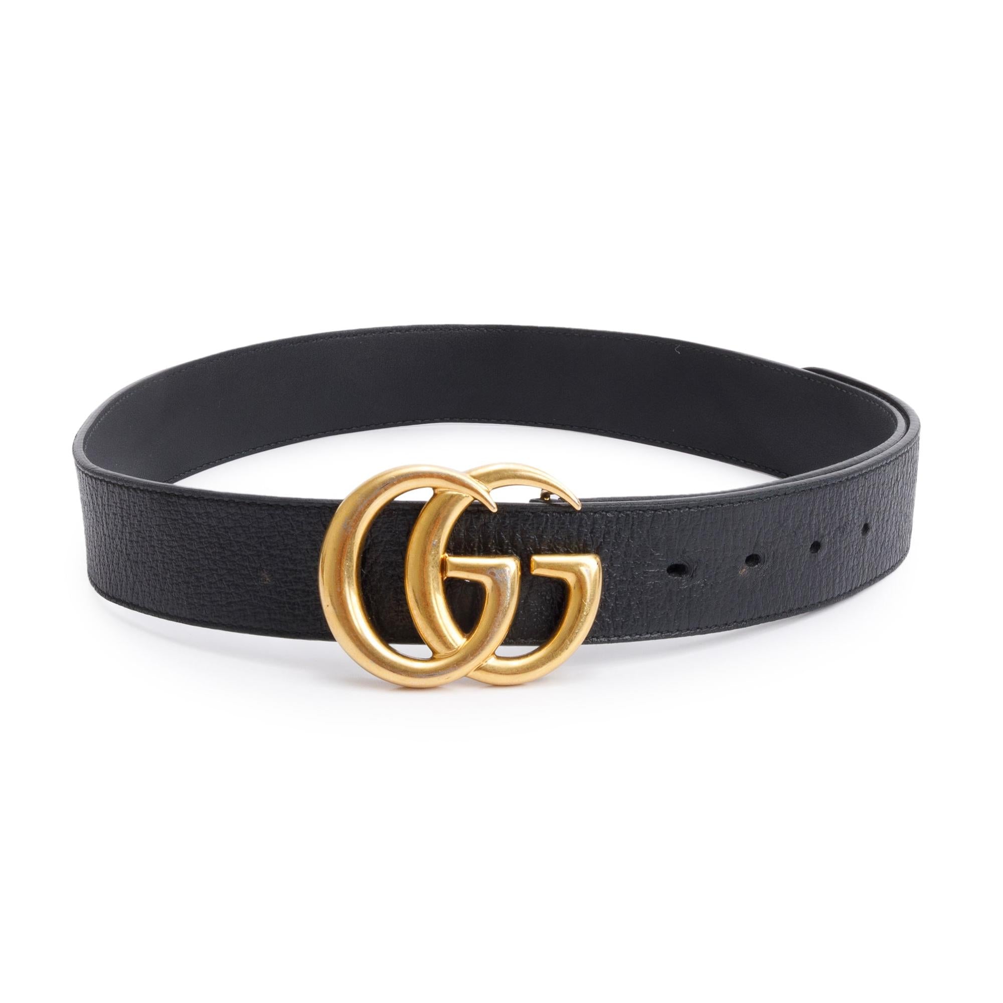 Gucci GG Marmont Black Wide Leather Belt 85 34