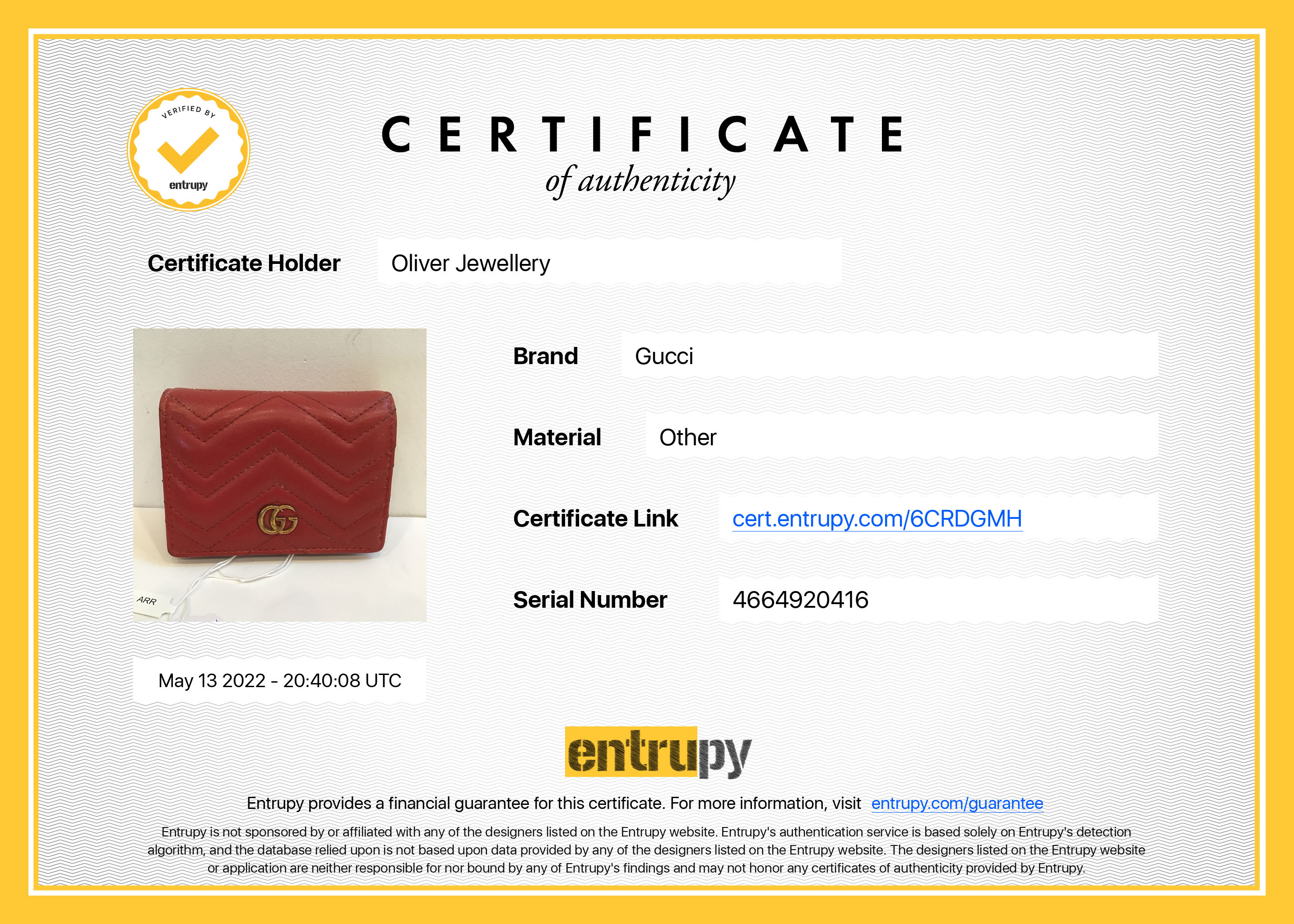 Gucci GG Marmont Card Case Wallet w/ Box