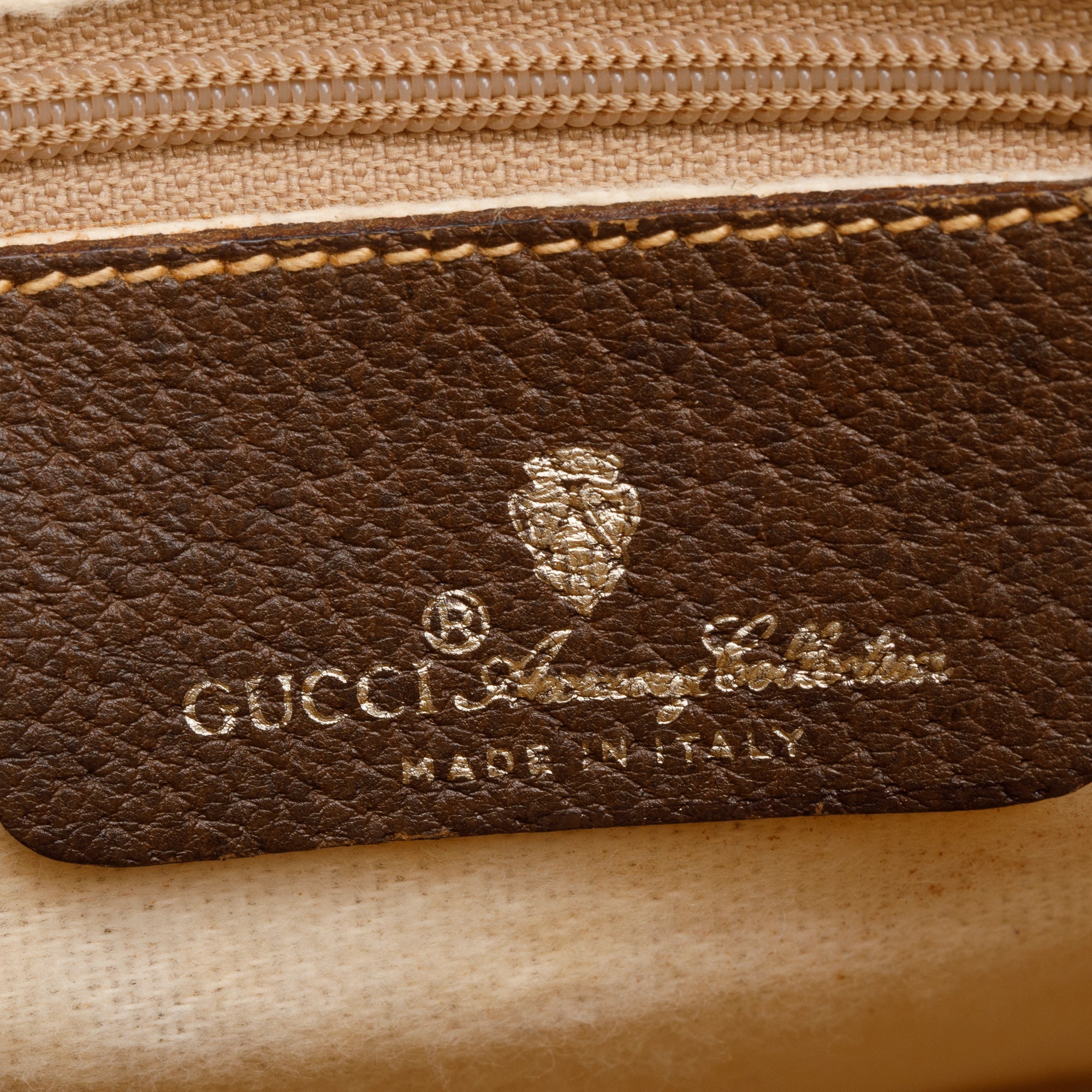 Gucci GG Plus Brown Leather Trim Web Boston Bag