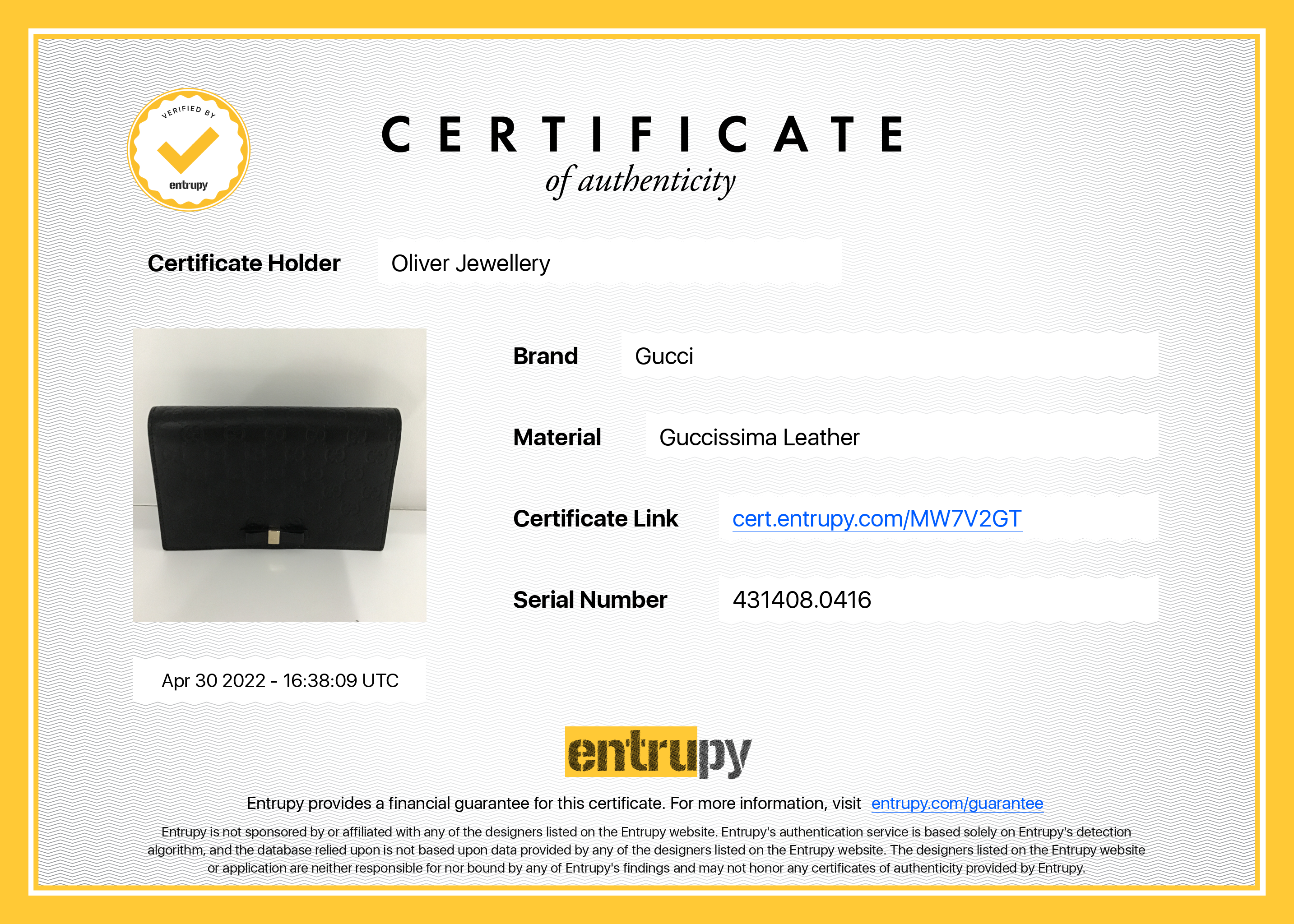 Gucci GG Signature Bow Wallet on Chain