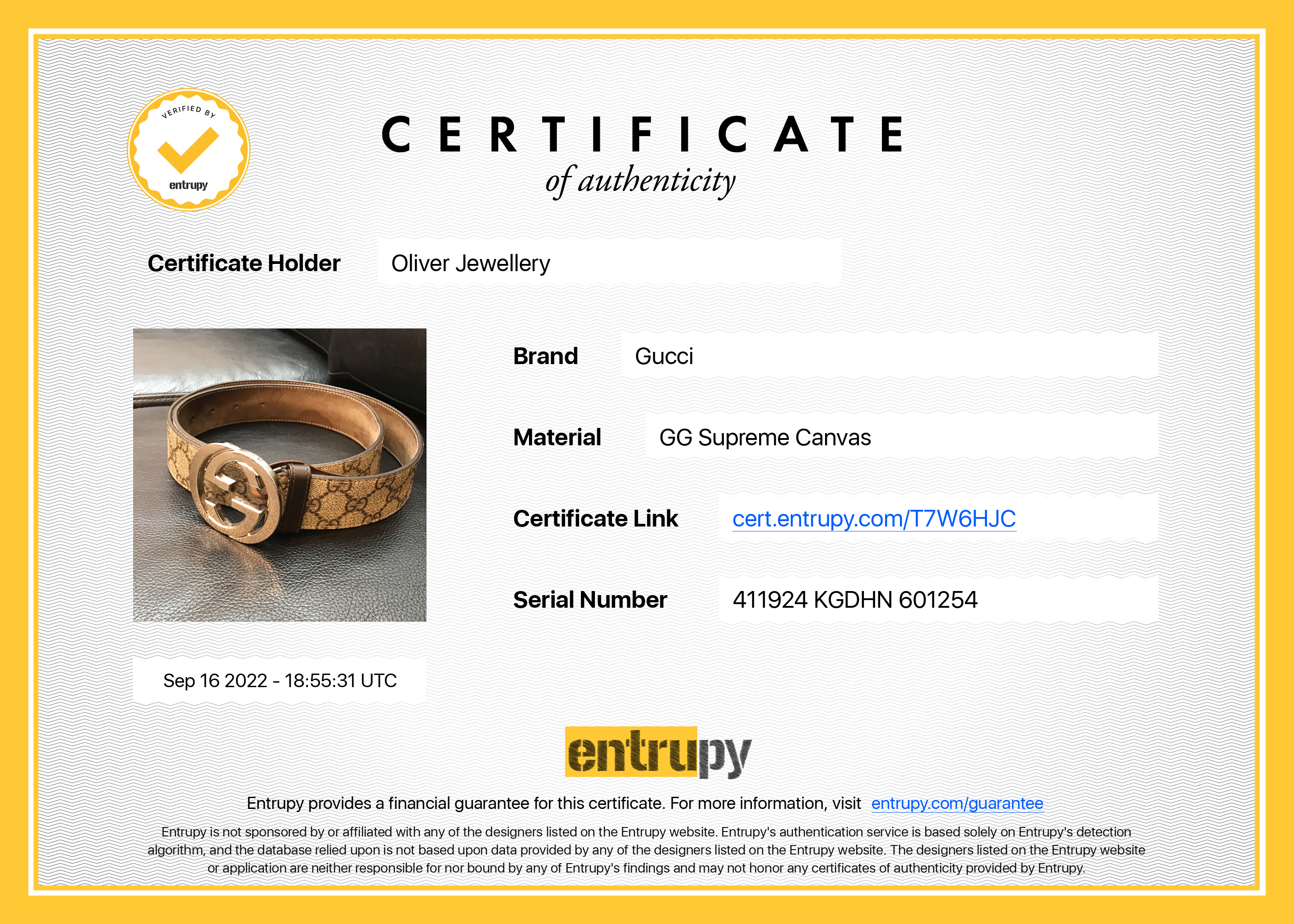 Gucci GG Supreme Belt with G Buckle