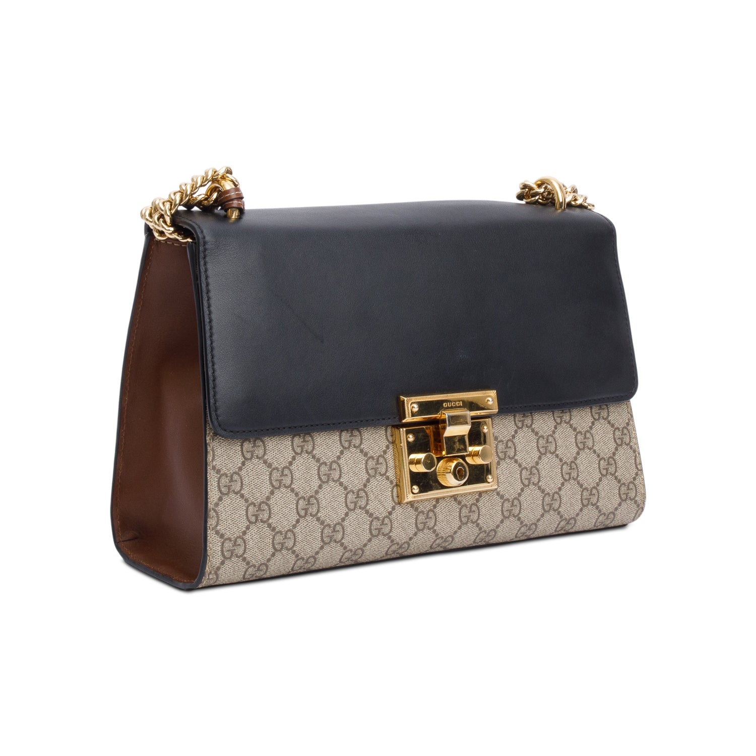 Gucci GG Supreme Black Leather Medium Padlock Bag