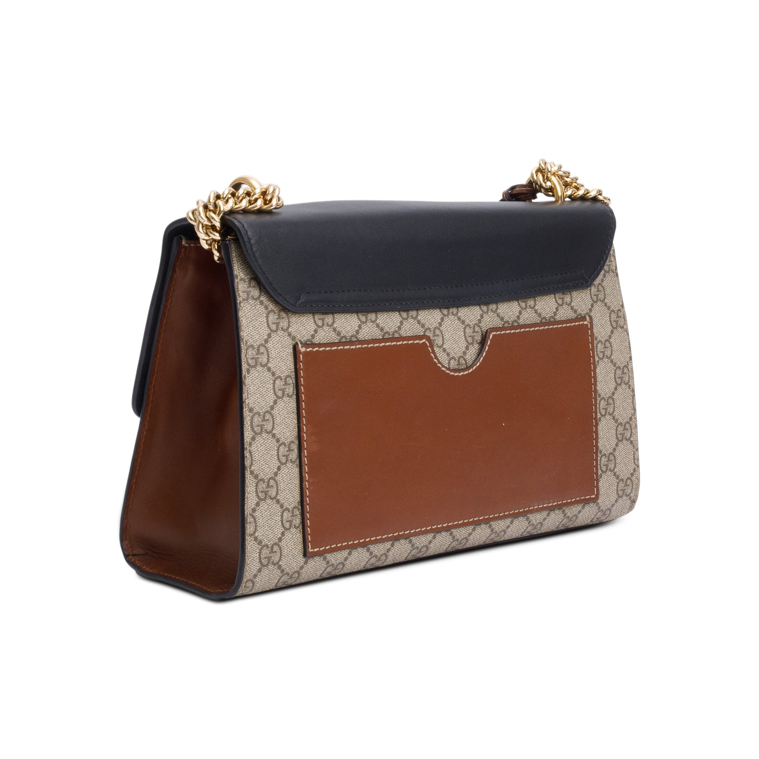 Gucci GG Supreme Black Leather Medium Padlock Bag