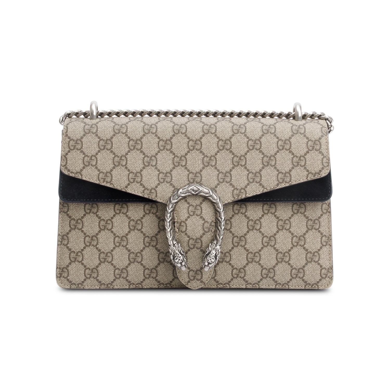 Gucci GG Supreme Black Suede Small Dionysus Shoulder Bag