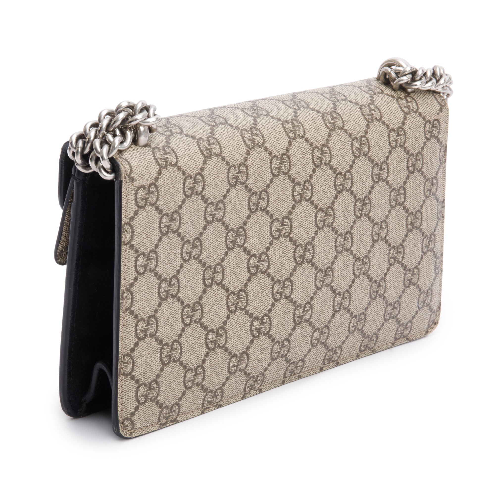 Gucci GG Supreme Black Suede Small Dionysus Shoulder Bag