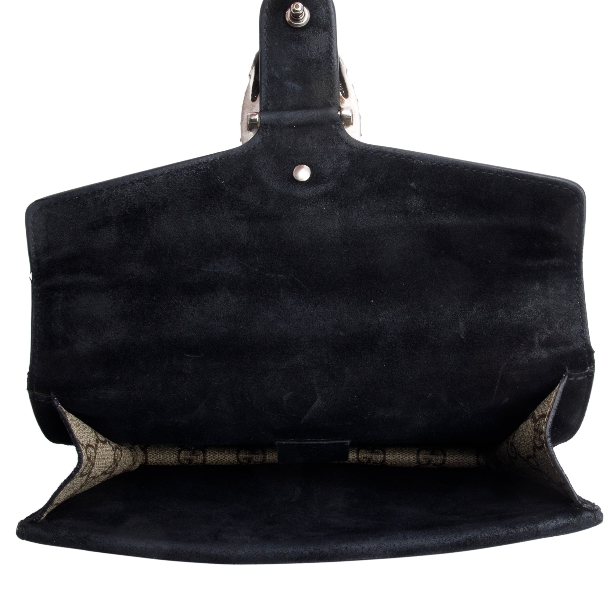 Gucci GG Supreme Black Suede Small Dionysus Shoulder Bag