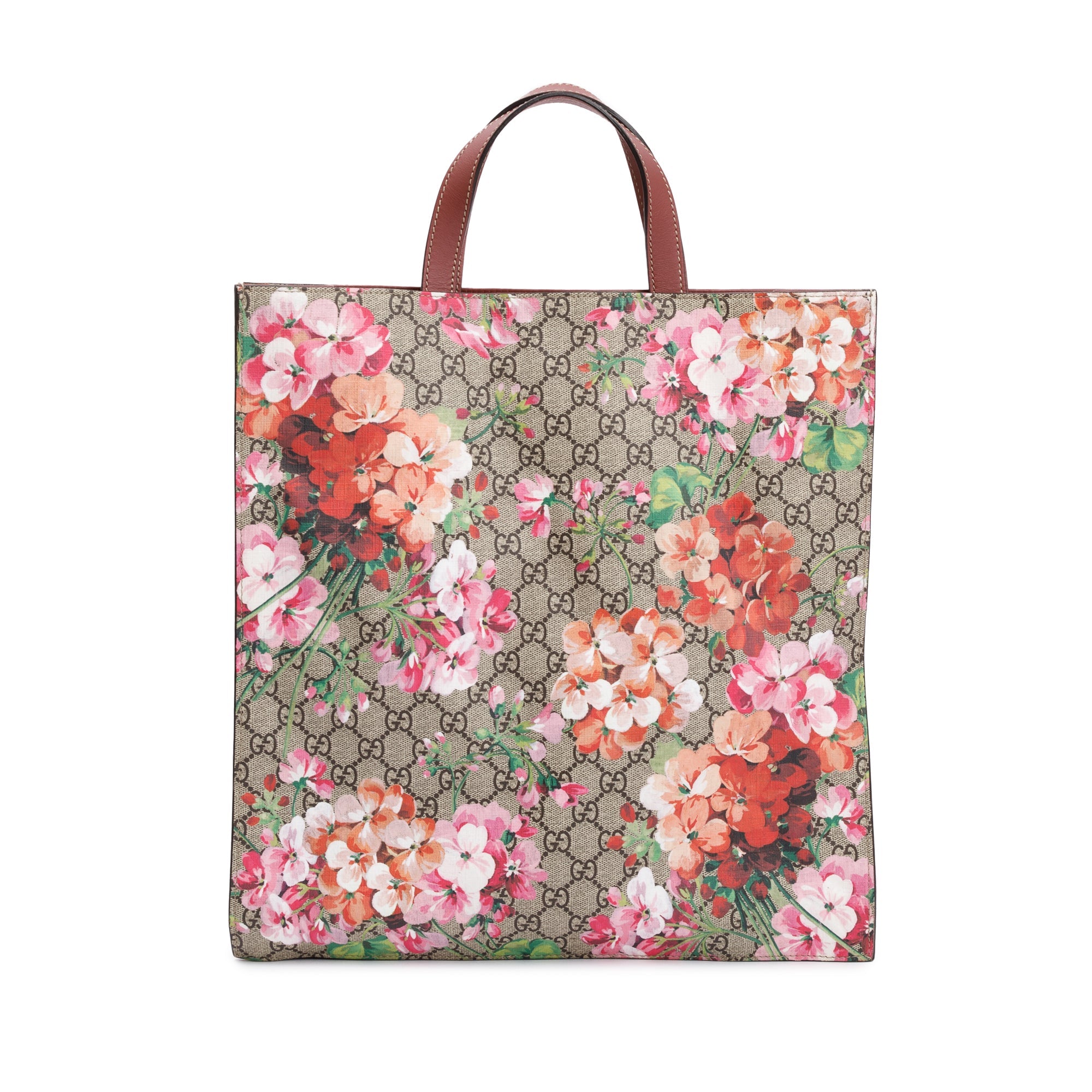 Gucci GG Supreme Blooms Canvas Soft Vertical Tote w/ Strap