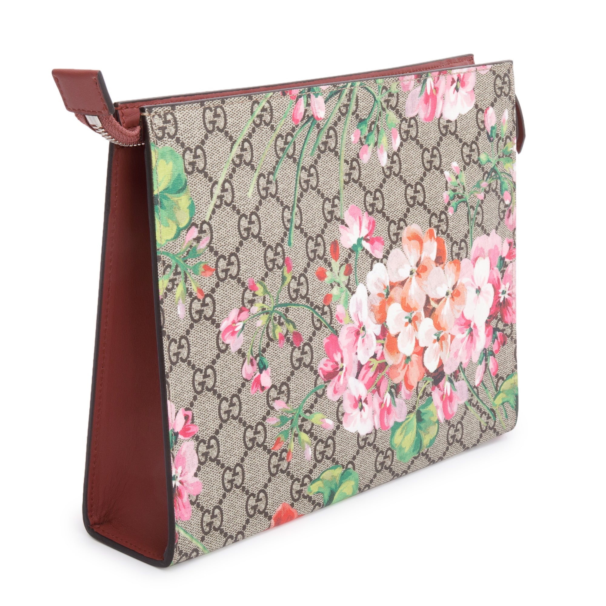 Gucci GG Supreme Blooms Large Cosmetics Zip Pouch w/ Box