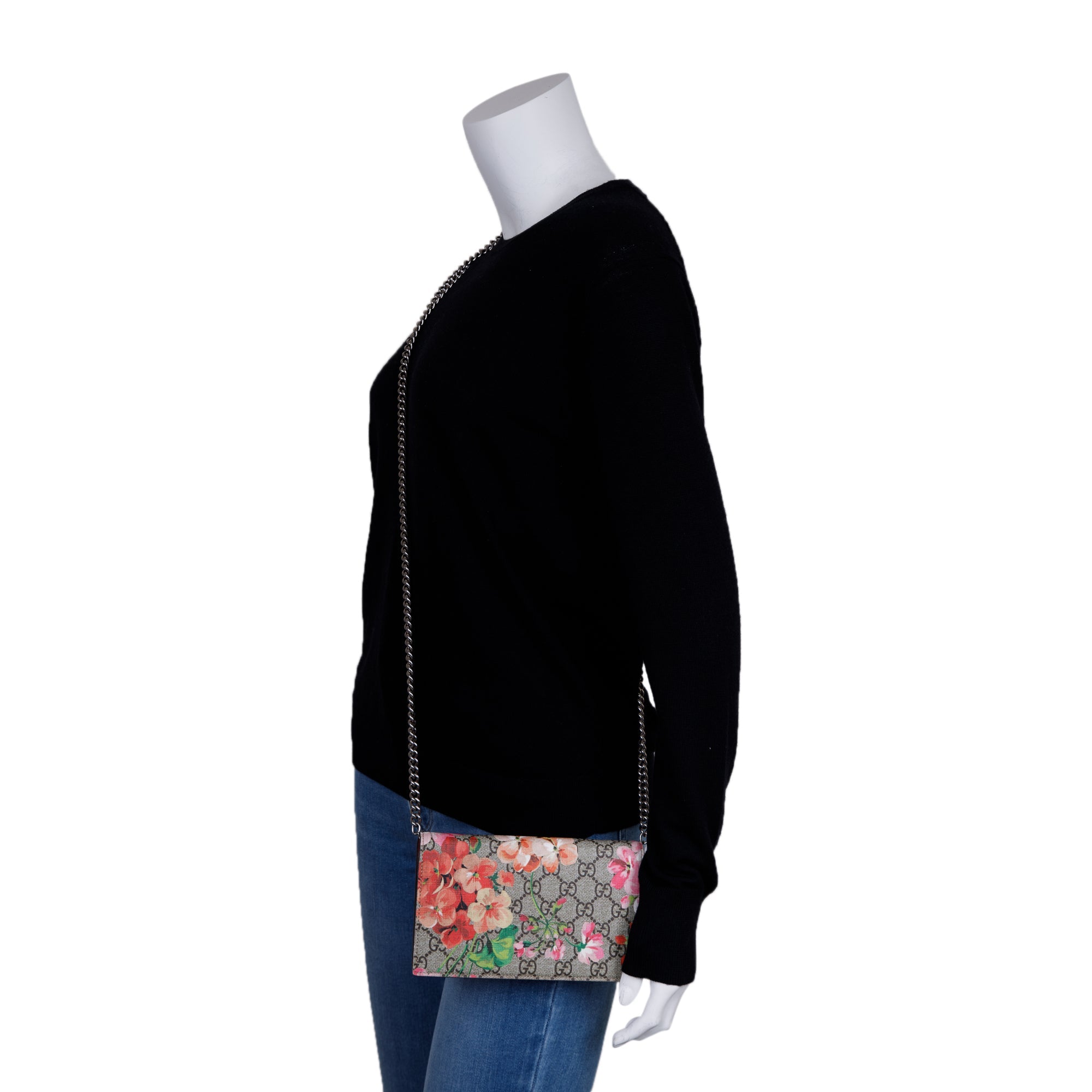 Gucci GG Supreme Blooms Wallet On Chain w/ Box