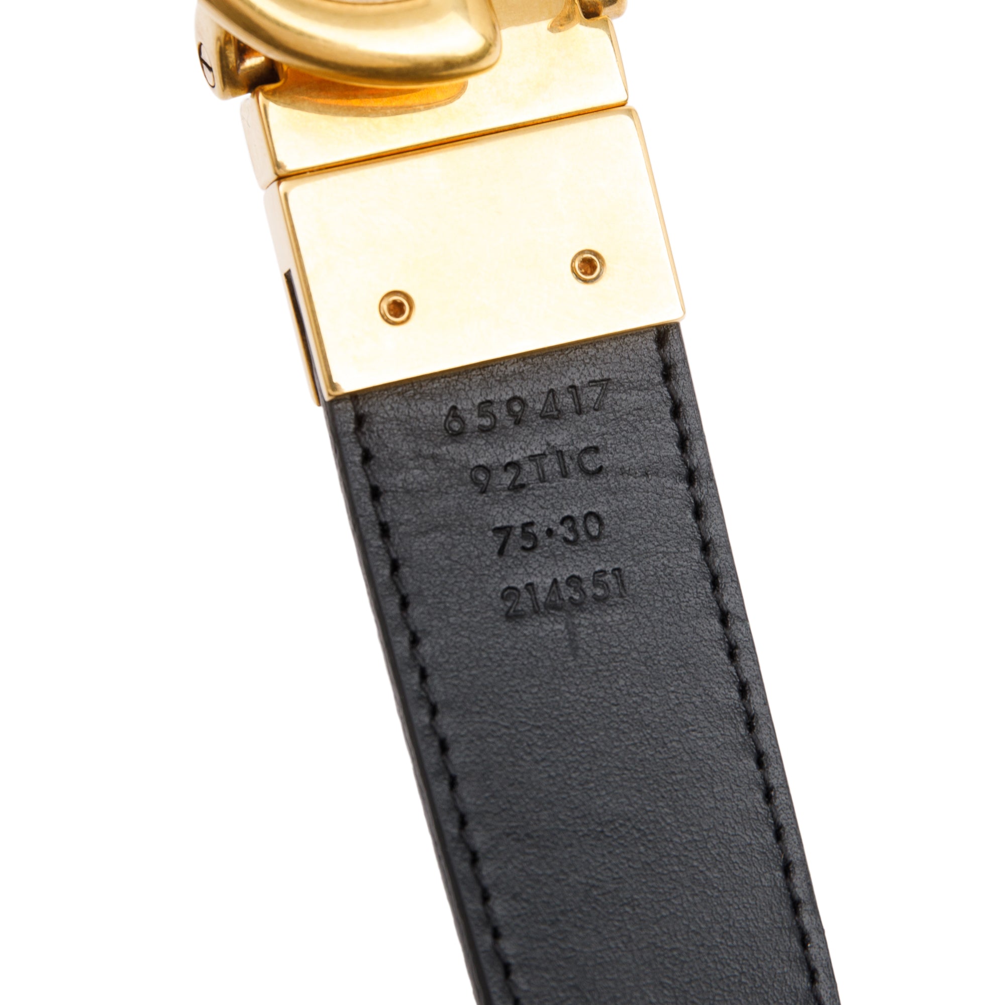 Gucci GG Supreme Canvas Black Calfskin Leather GG Marmont Reversible Belt 75 30