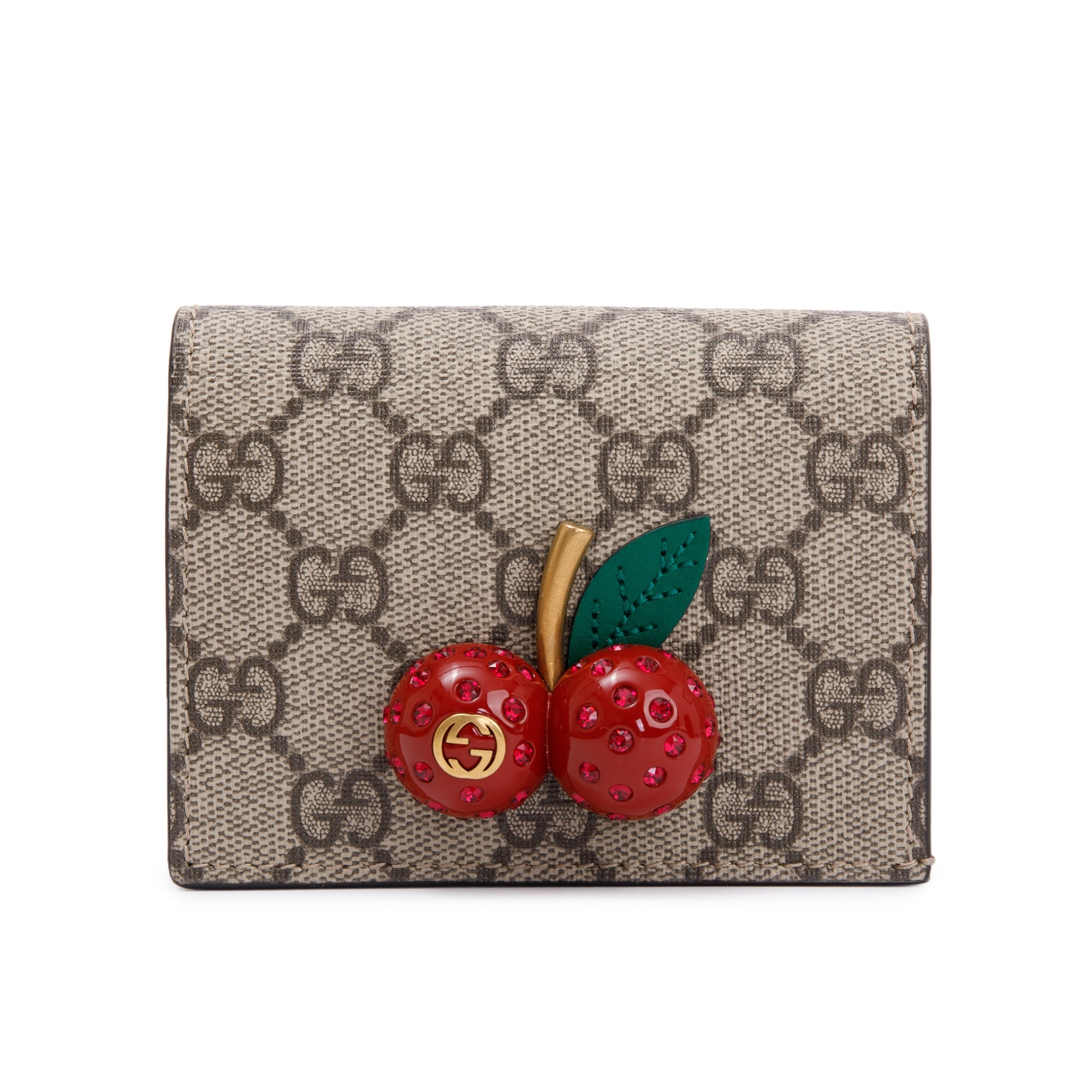 Gucci GG Supreme Canvas Cherry Card Case Wallet w/ Box