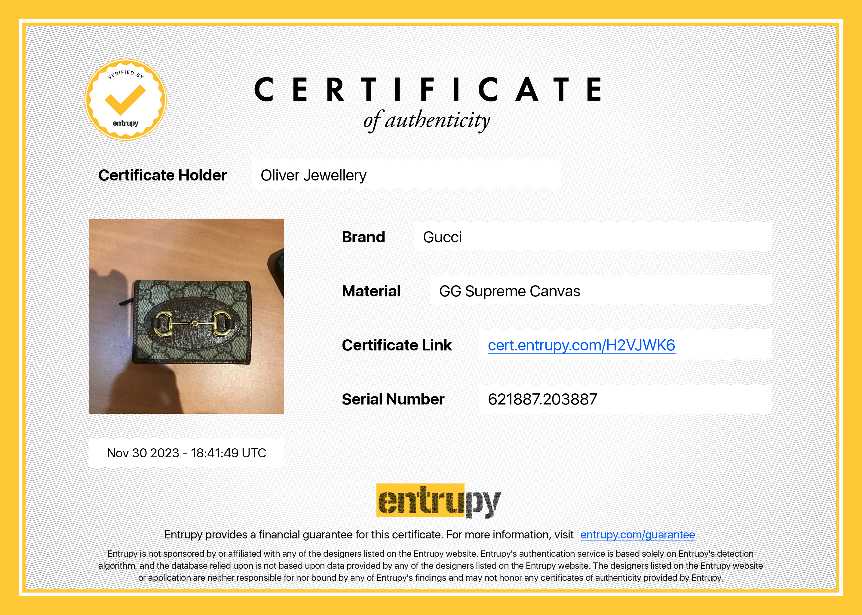 Gucci GG Supreme Canvas Horsebit 1955 Card Case Wallet