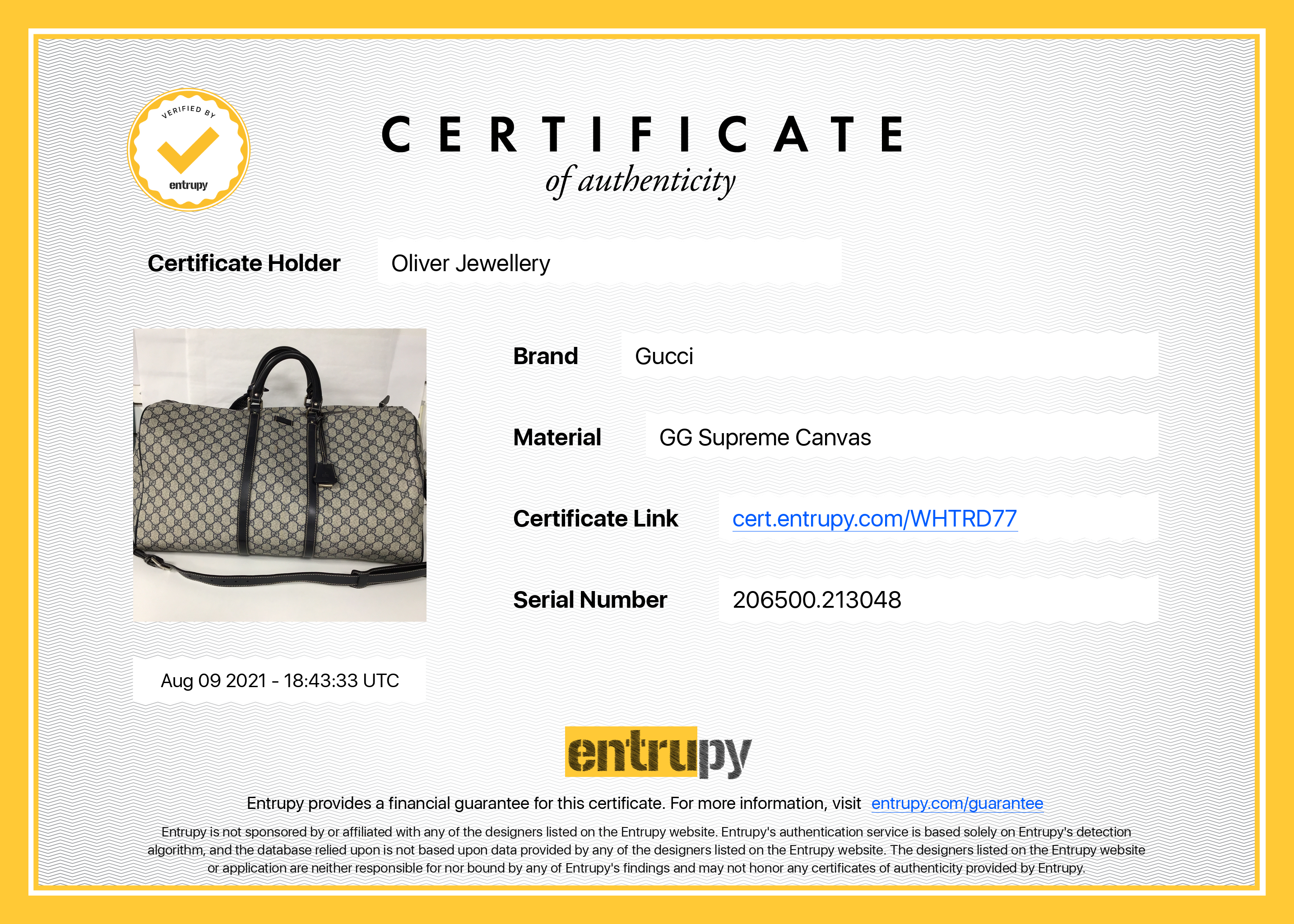 Gucci GG Supreme Canvas Large Carry-On Duffle Bag