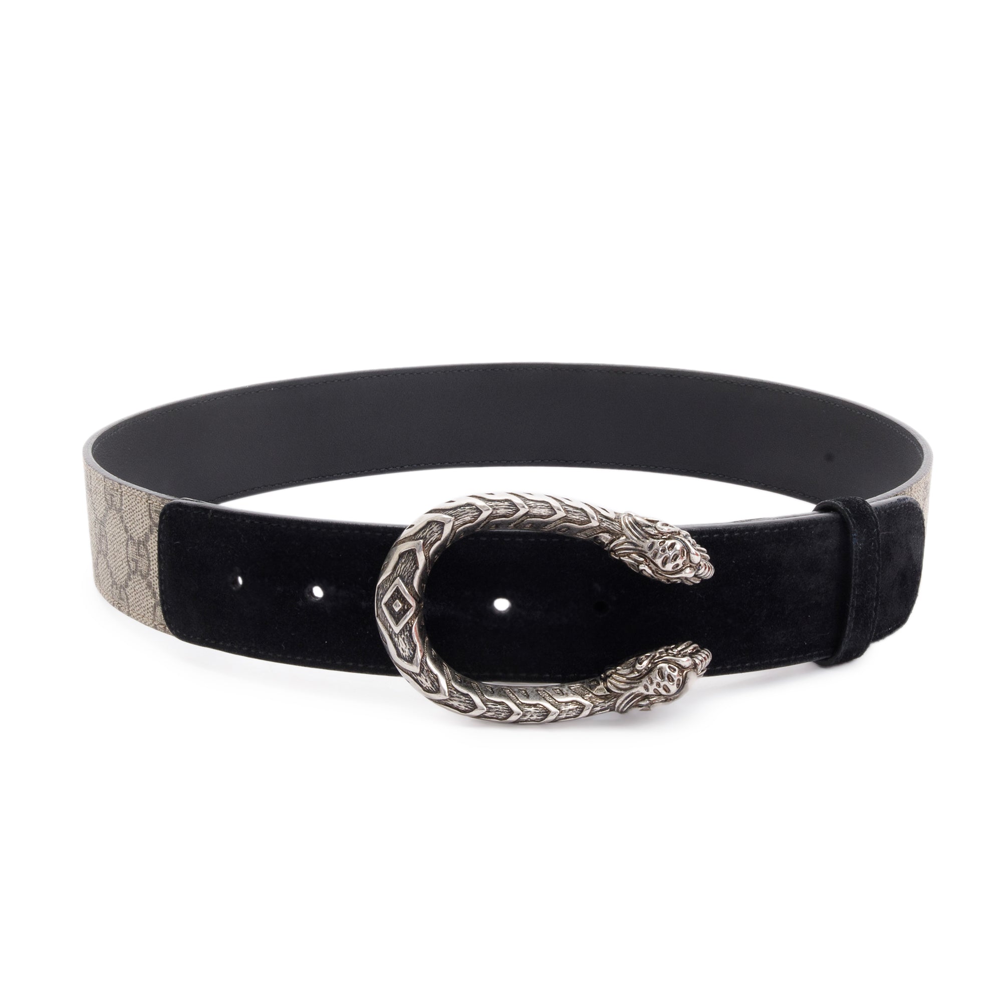 Gucci GG Supreme Canvas and Suede Dionysus Belt w/ Box