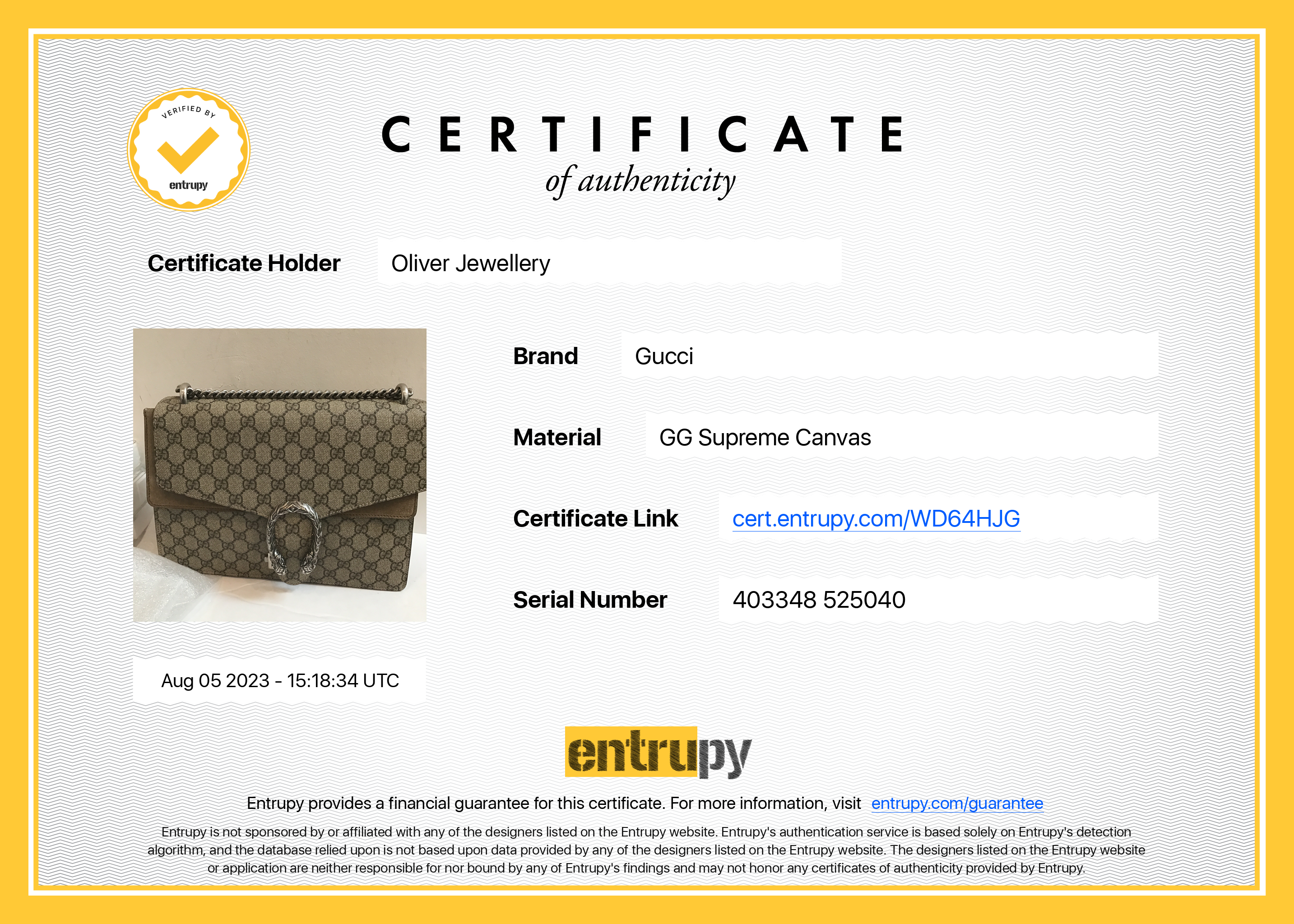 Gucci GG Supreme Dionysus Medium Shoulder Bag