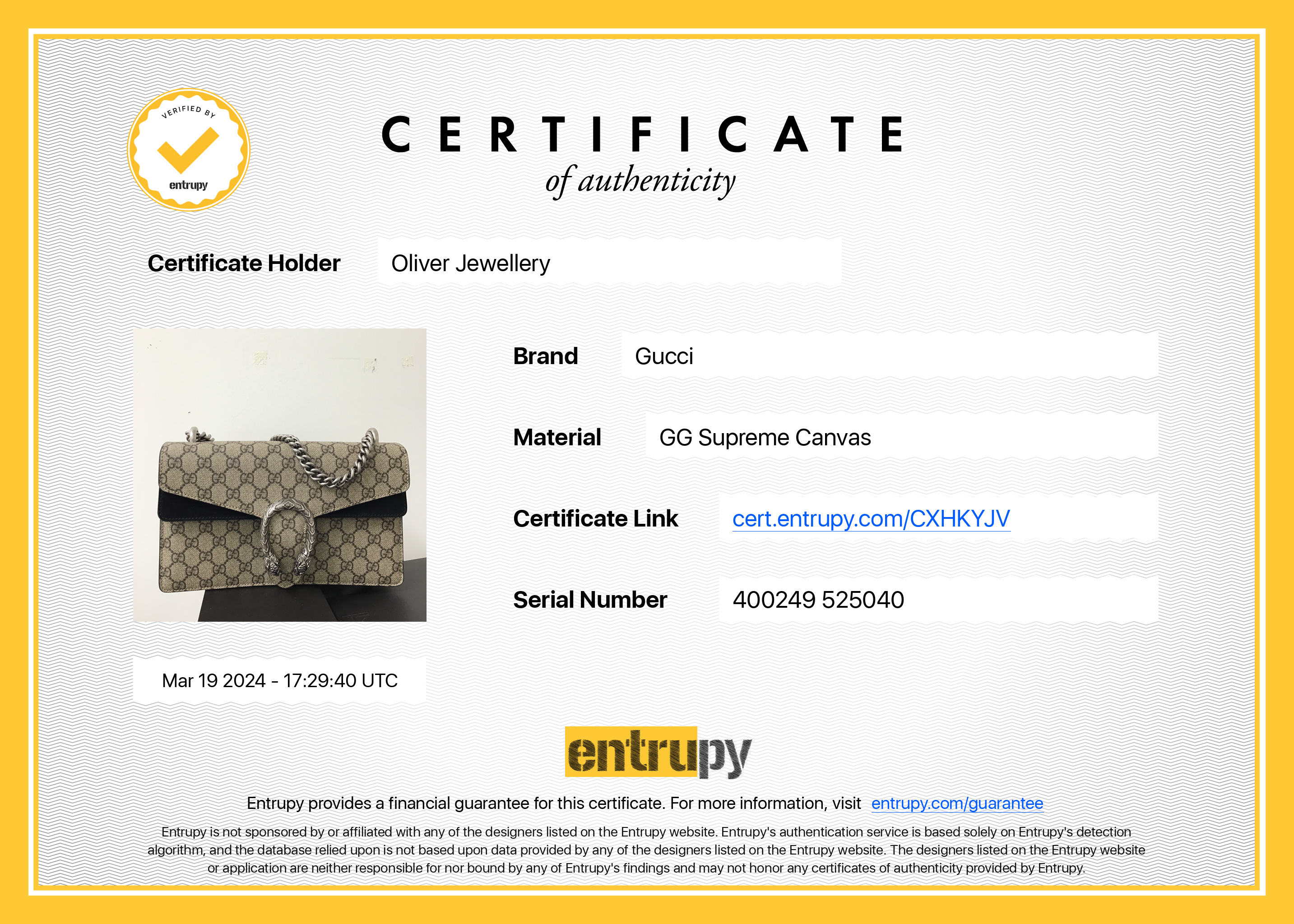 Gucci GG Supreme Dionysus Small Shoulder Bag