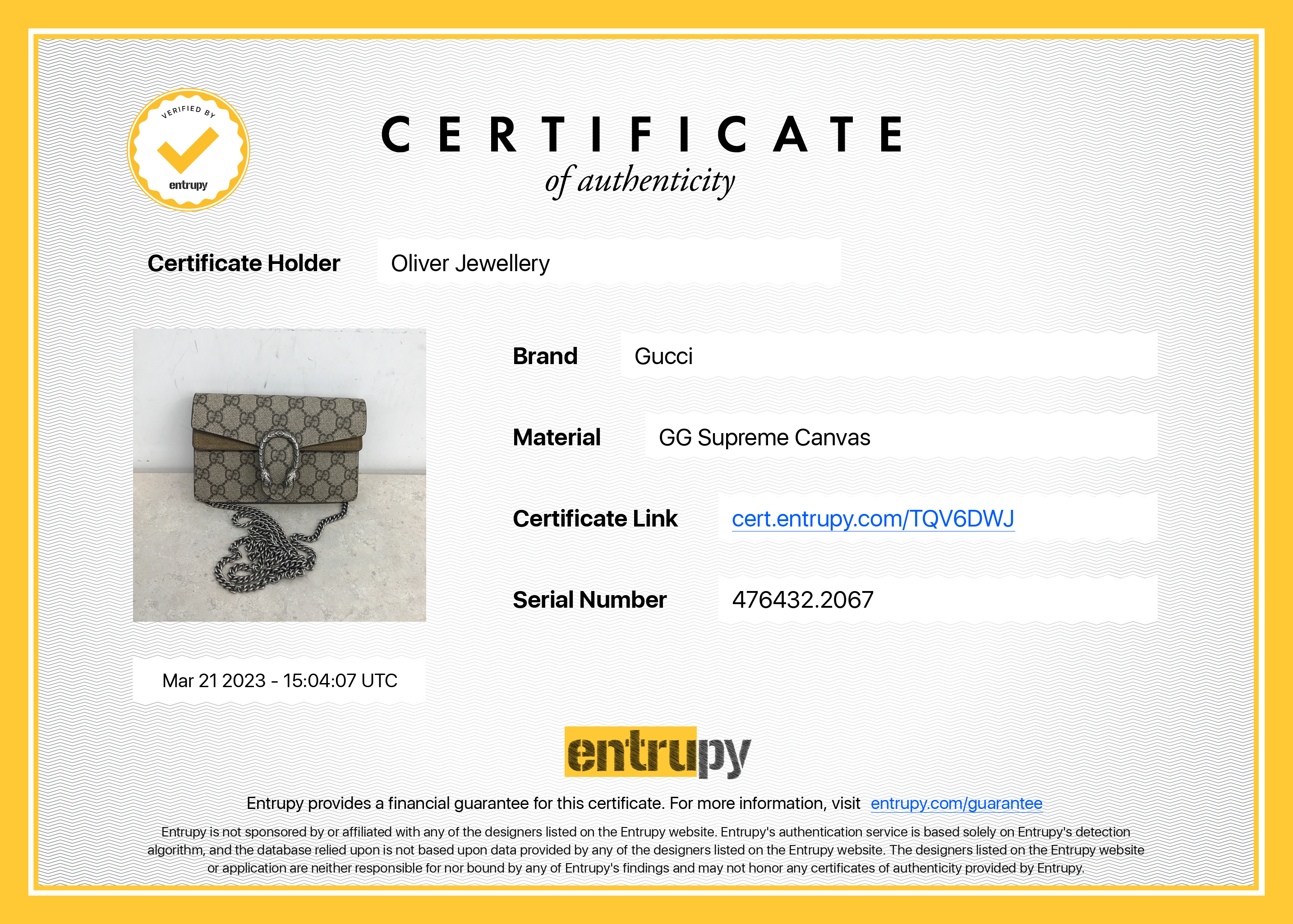 Gucci GG Supreme Dionysus Super Mini Bag w/ Box