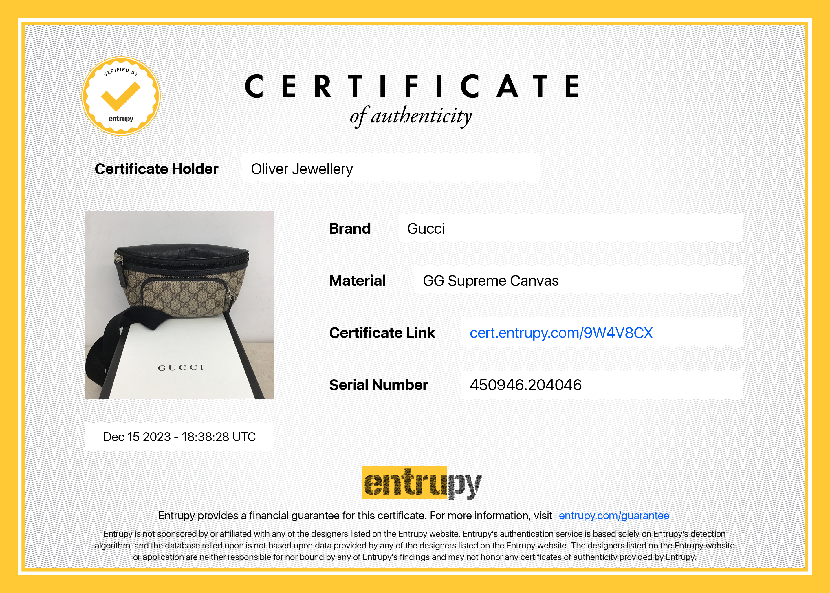 Gucci GG Supreme Eden Belt Bag w/ Box