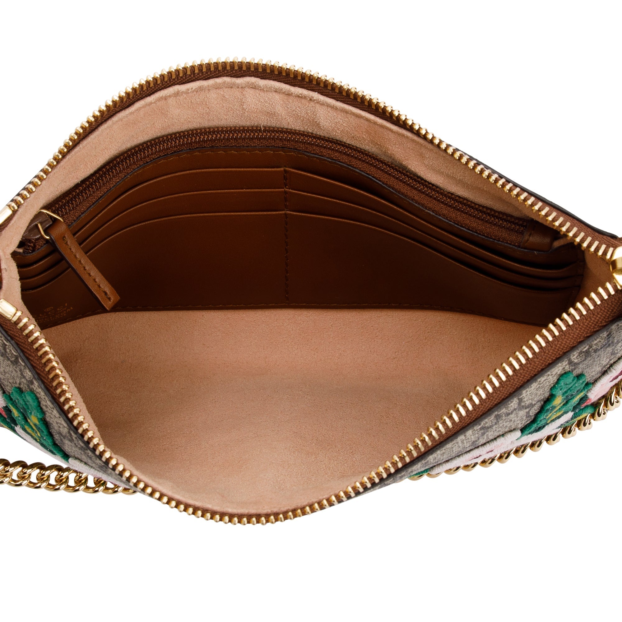 Gucci GG Supreme Embroidered Flower Chain Pochette