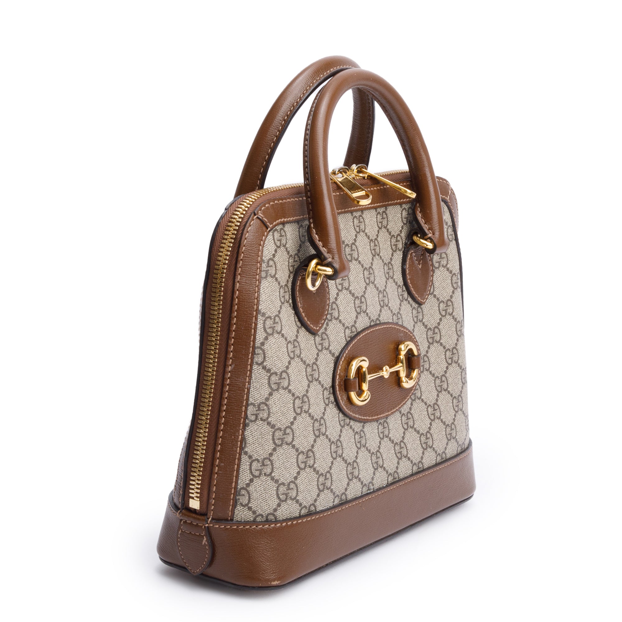 Gucci GG Supreme Horsebit 1955 Small Top Handle Bag w/ Strap