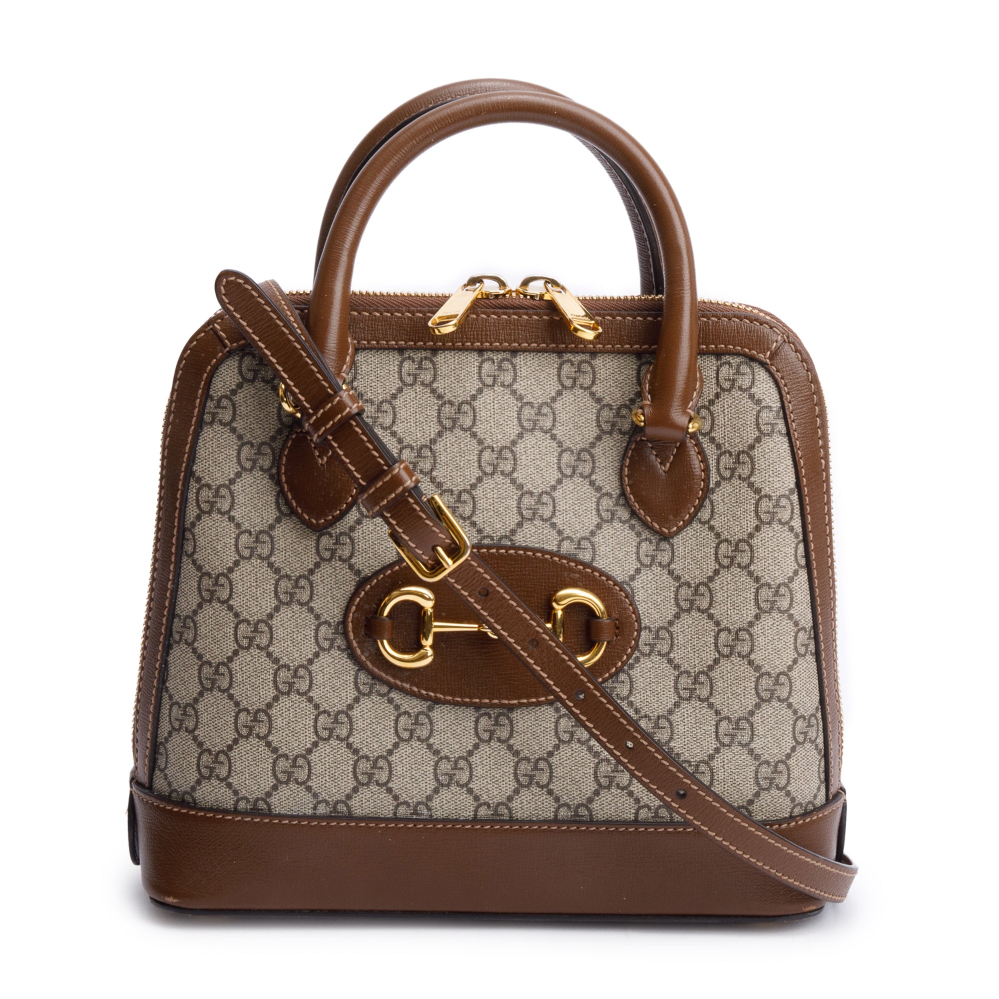 Gucci GG Supreme Horsebit 1955 Small Top Handle Bag w/ Strap