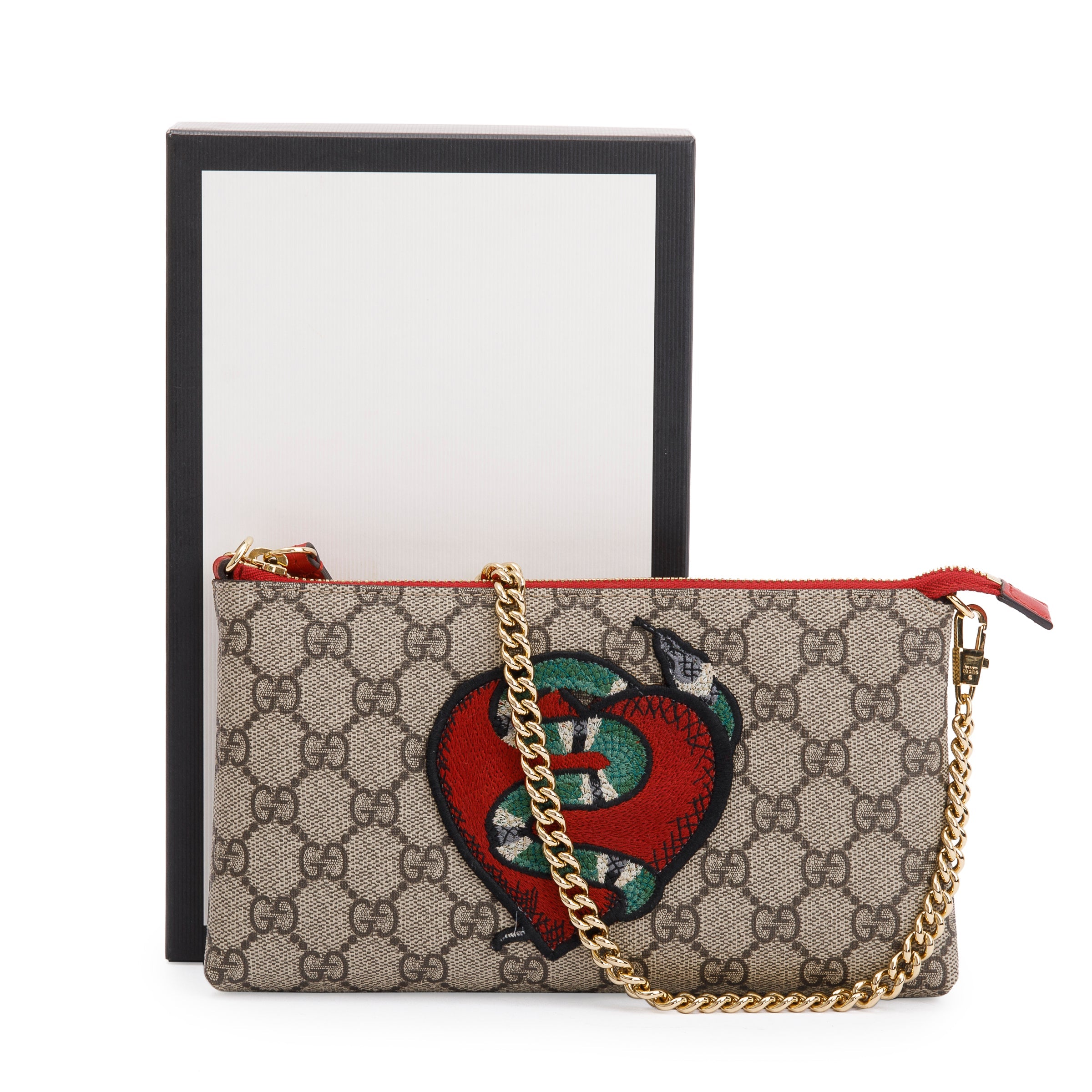 Gucci GG Supreme Kingsnake Heart Pochette w/ Box